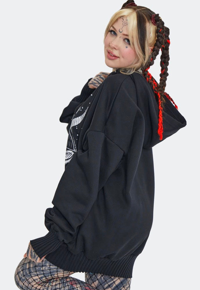 Jawbreaker - Baphomet Printed Oversized Black - Hoodie | Women-Image