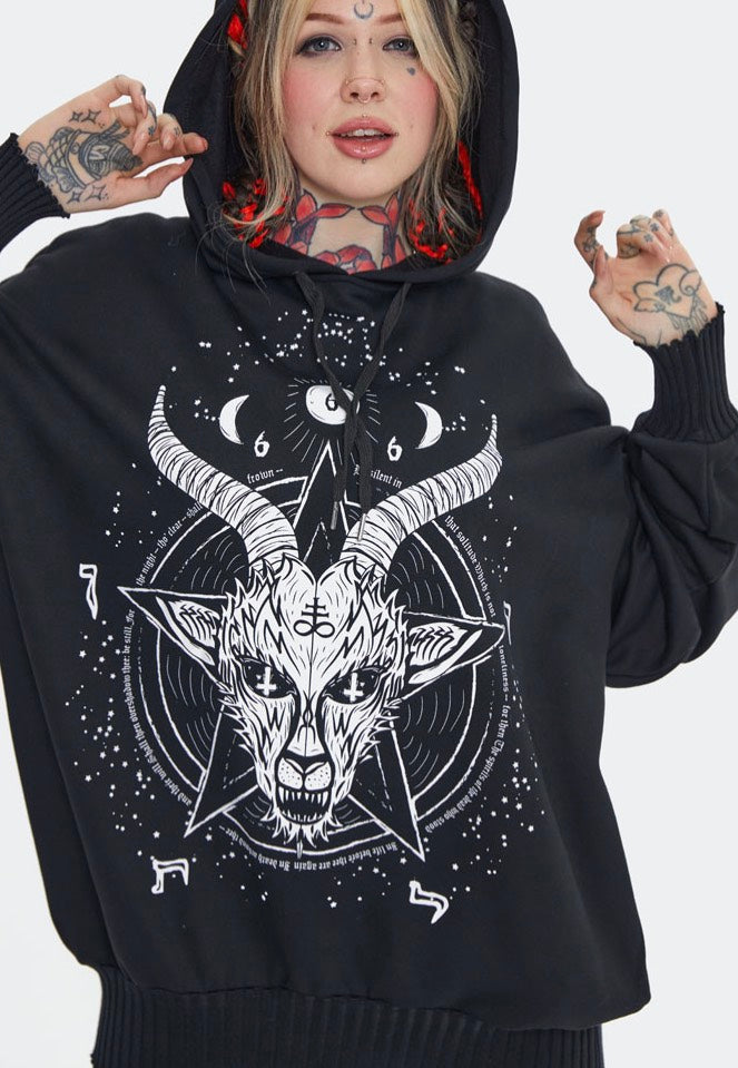 Jawbreaker - Baphomet Printed Oversized Black - Hoodie | Women-Image