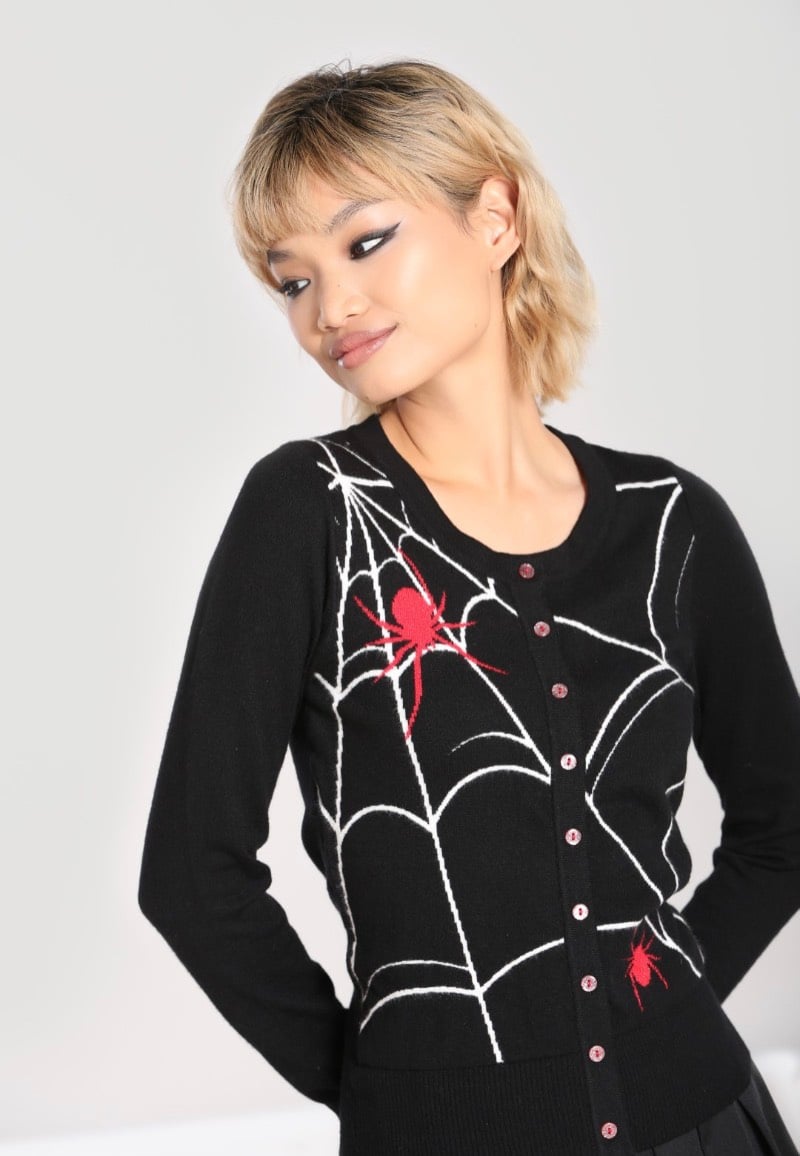 Hellbunny - In A Web Black-Red - Cardigan | Women-Image