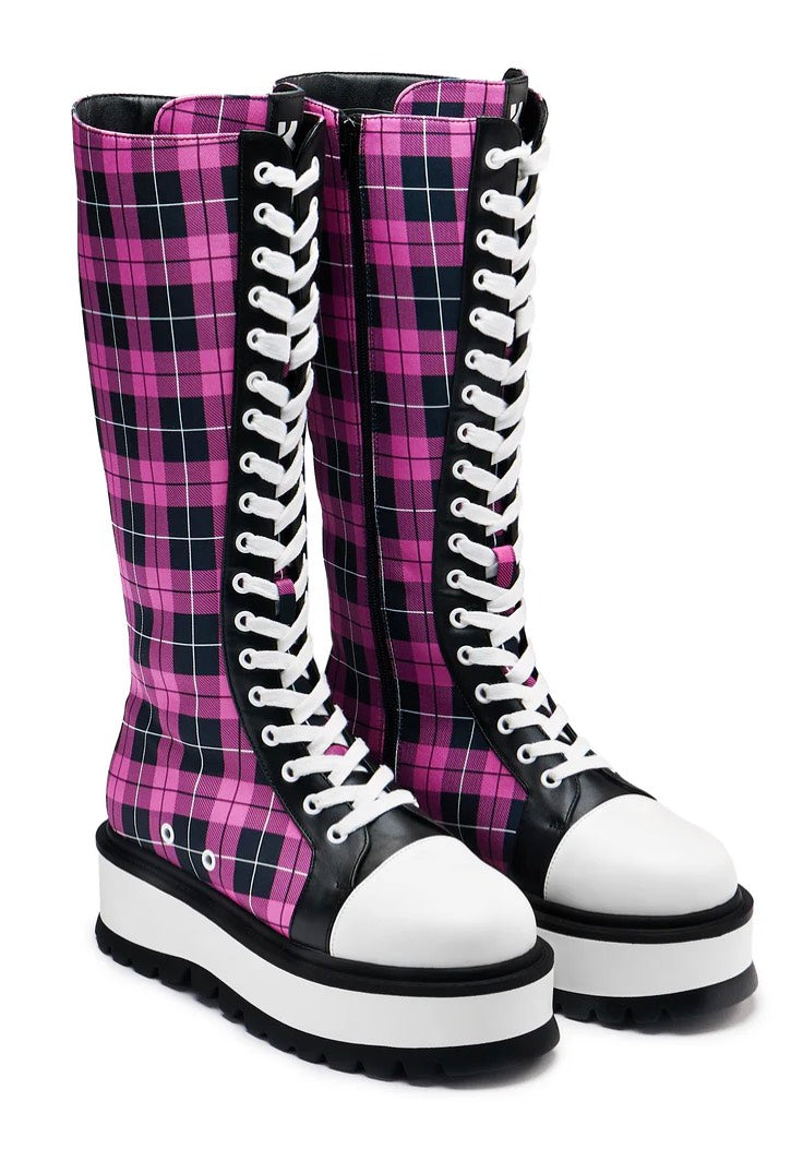 Koi Footwear - Irrelevant Long Platform Pink Check - Girl Shoes | Women-Image