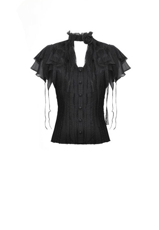 Dark in Love - Gothic Tattered Cape Mock Two-Piece - Blouse | Women-Image