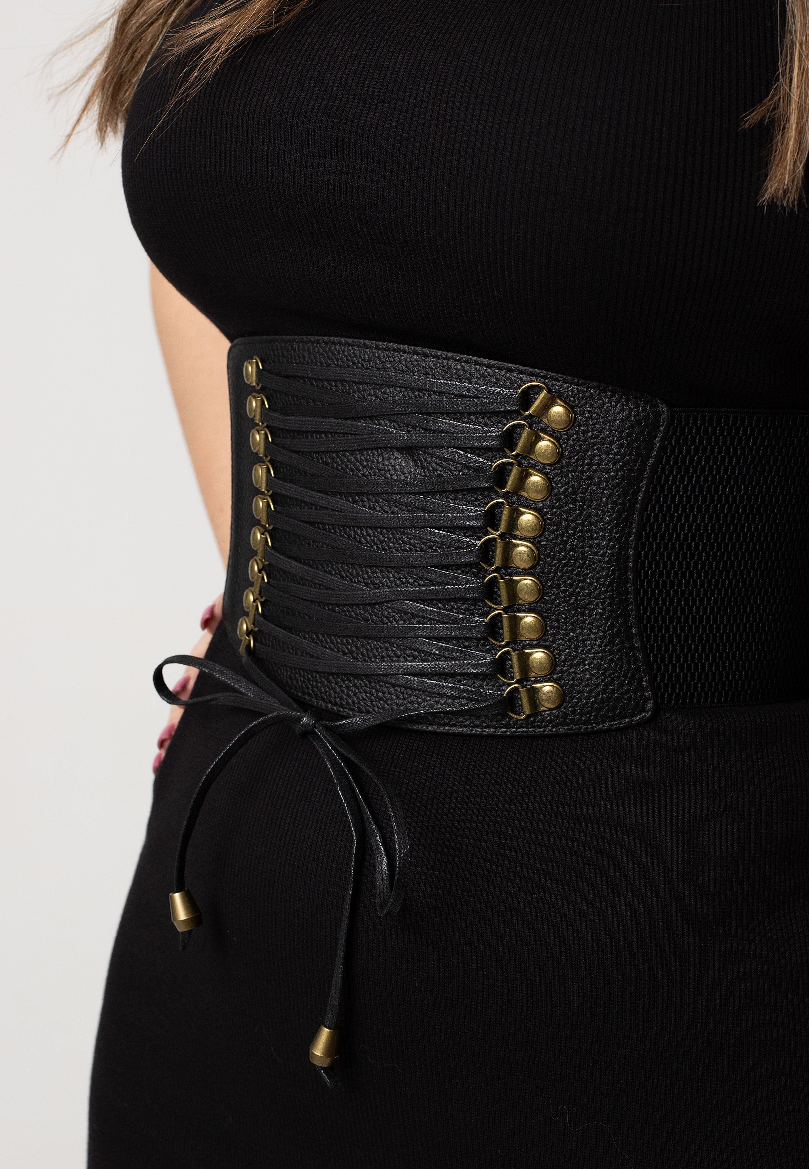 Jawbreaker - Faux Leather Black Lace Up Black - Belt | Neutral-Image