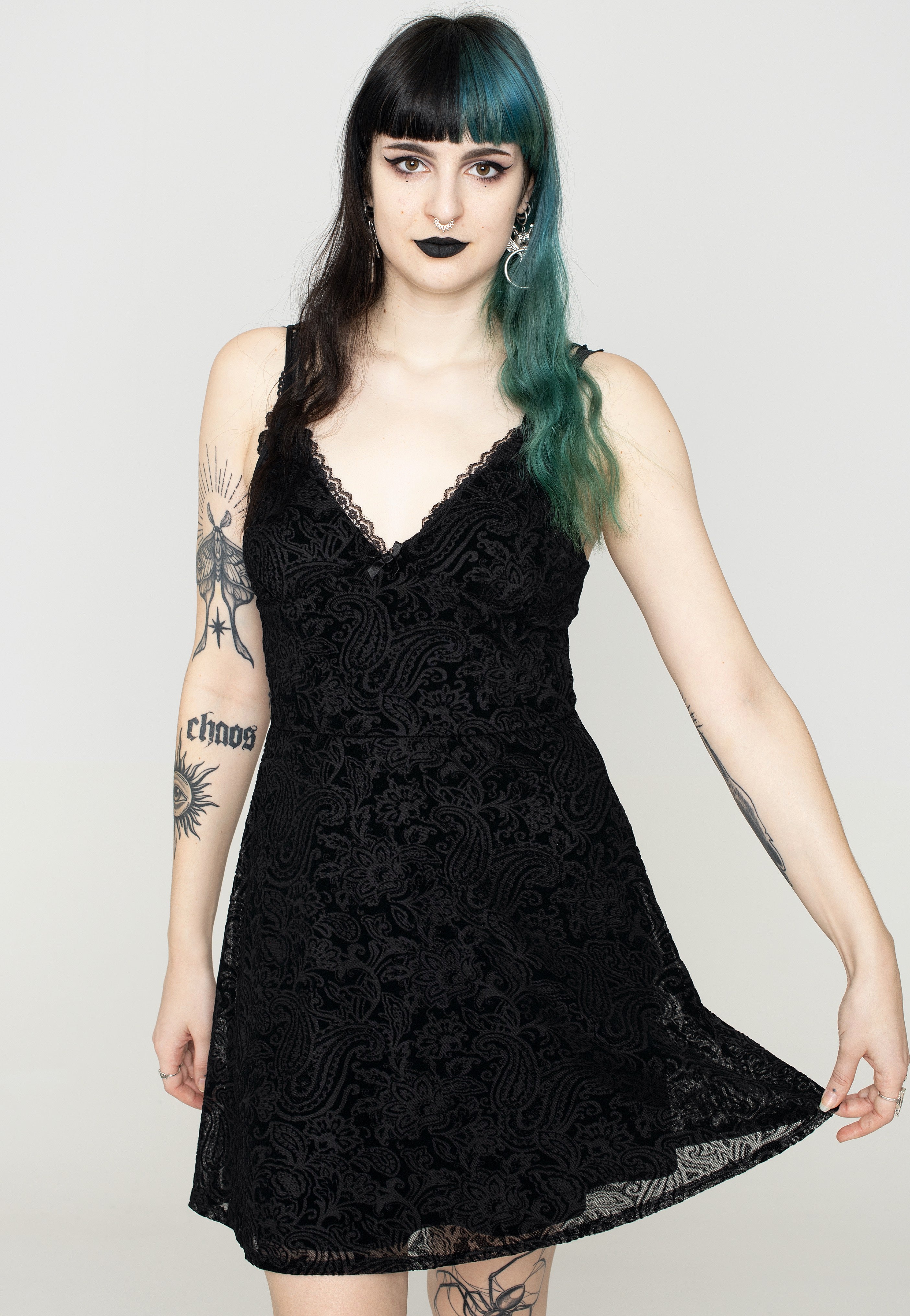 Dark Moon - Jennifer Burnout Velvet Mini - Dress | Women-Image