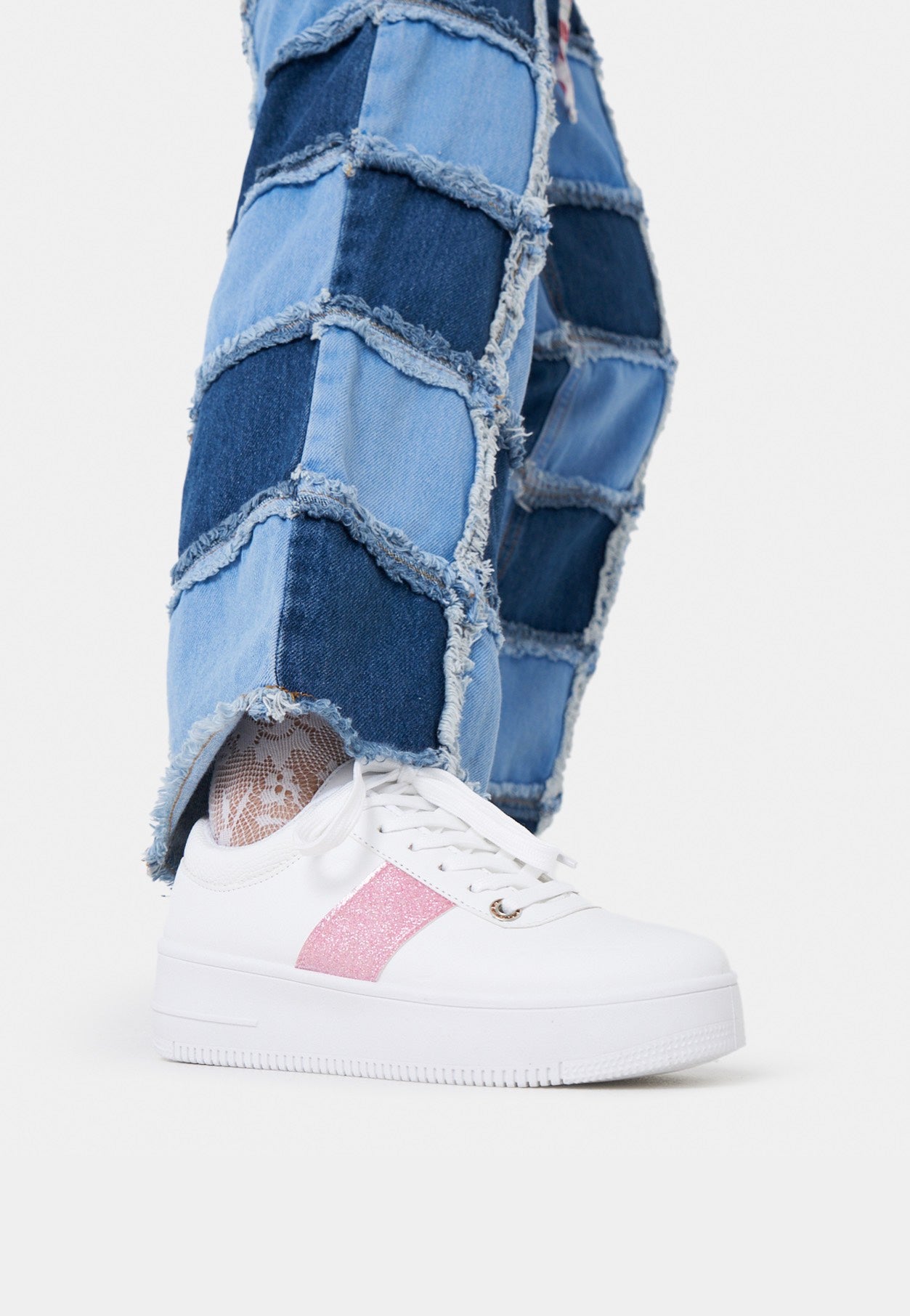 Koi Footwear - Eternia Pink Stripe Platform White - Girl Shoes | Women-Image