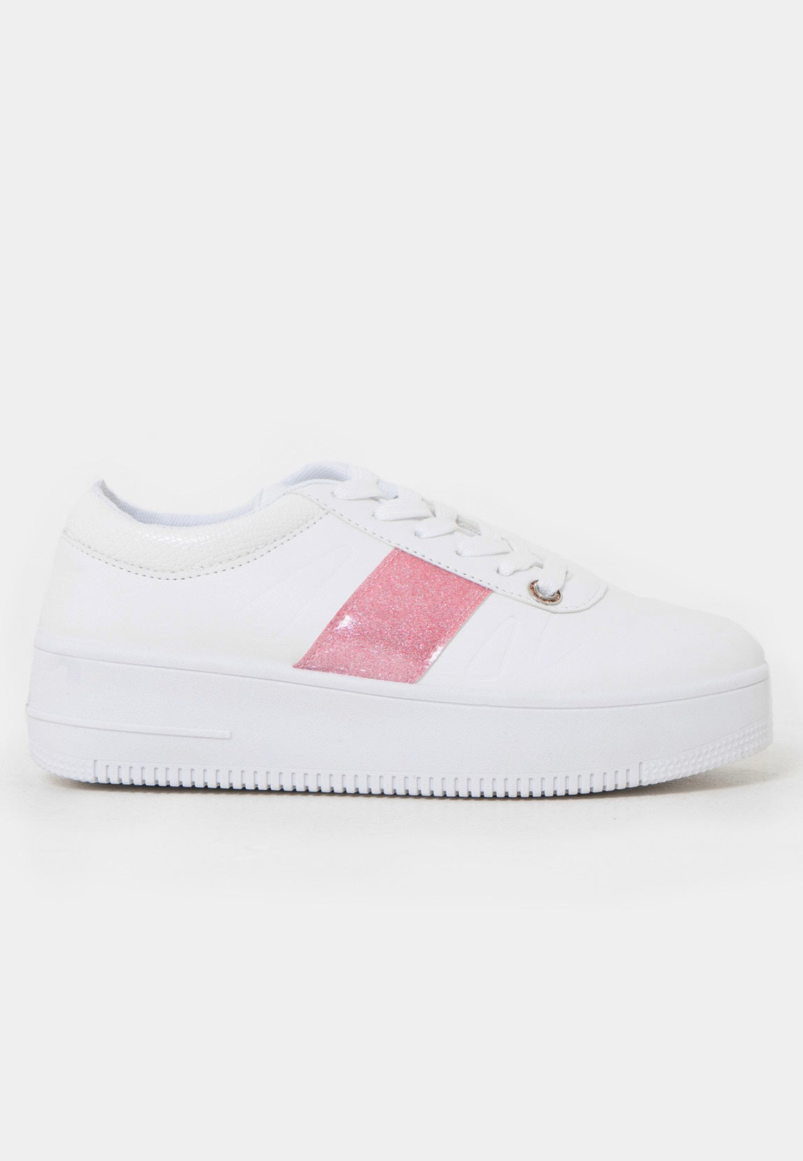 Koi Footwear - Eternia Pink Stripe Platform White - Girl Shoes | Women-Image