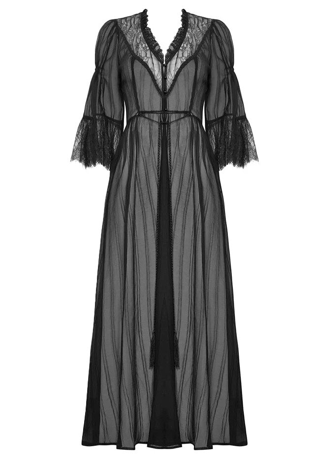 Dark In Love - Gothic Sexy Mesh Long Overwear Black - Cardigan | Women-Image