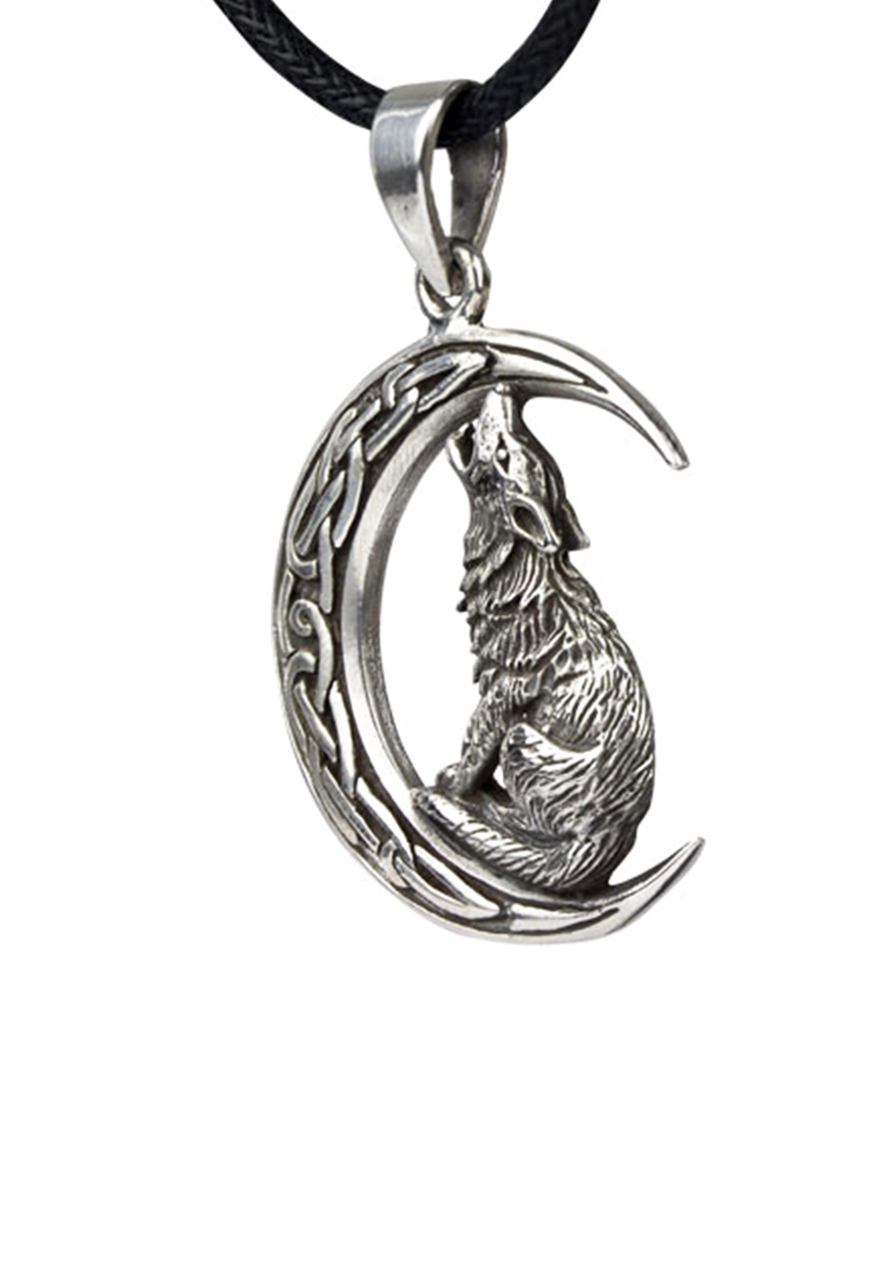 etNox - Howling Wolf in Moon Silver - Pendant | Neutral-Image