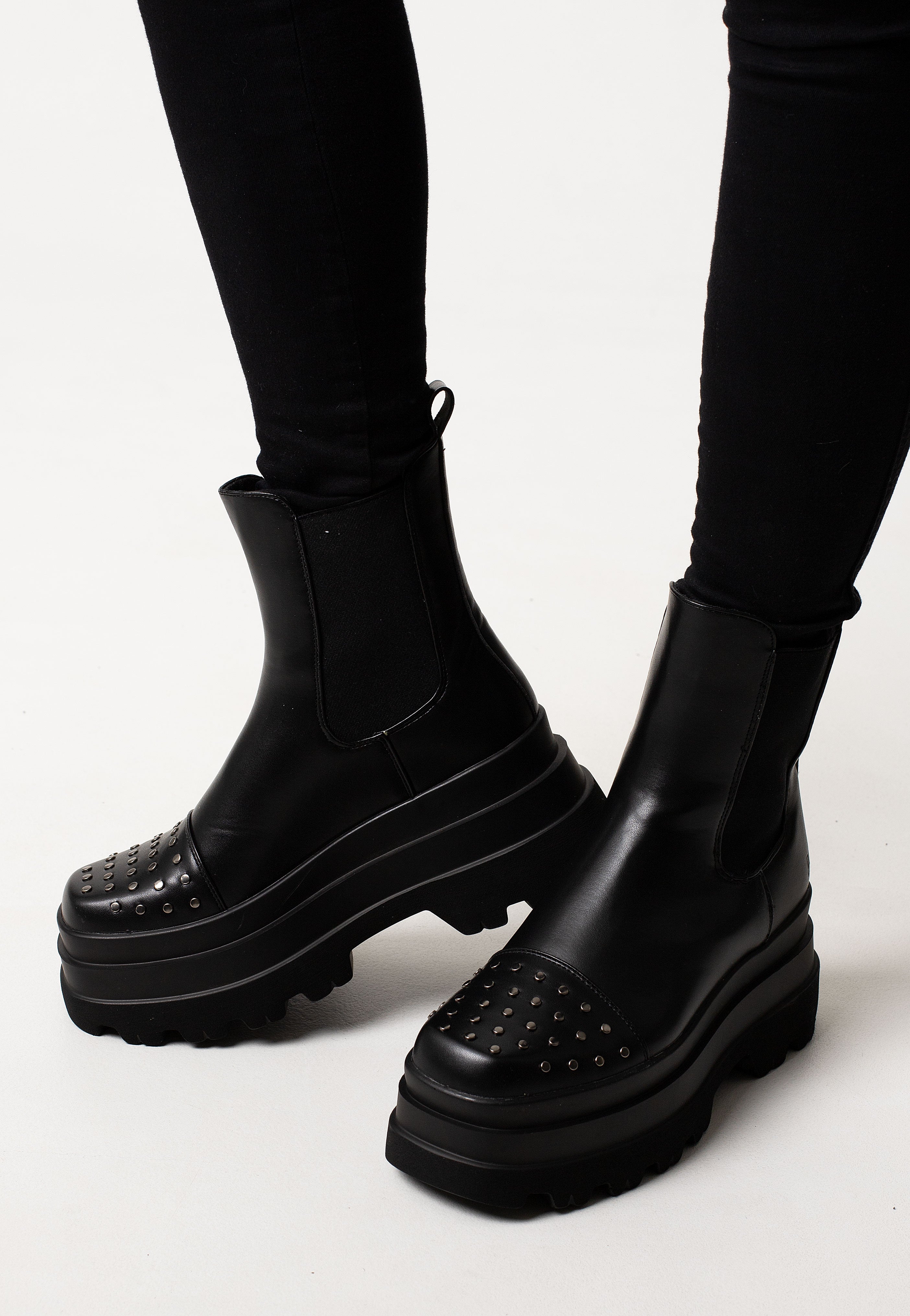 Koi Footwear - Silence Studded Trident Chelsea Black - Girl Shoes | Women-Image