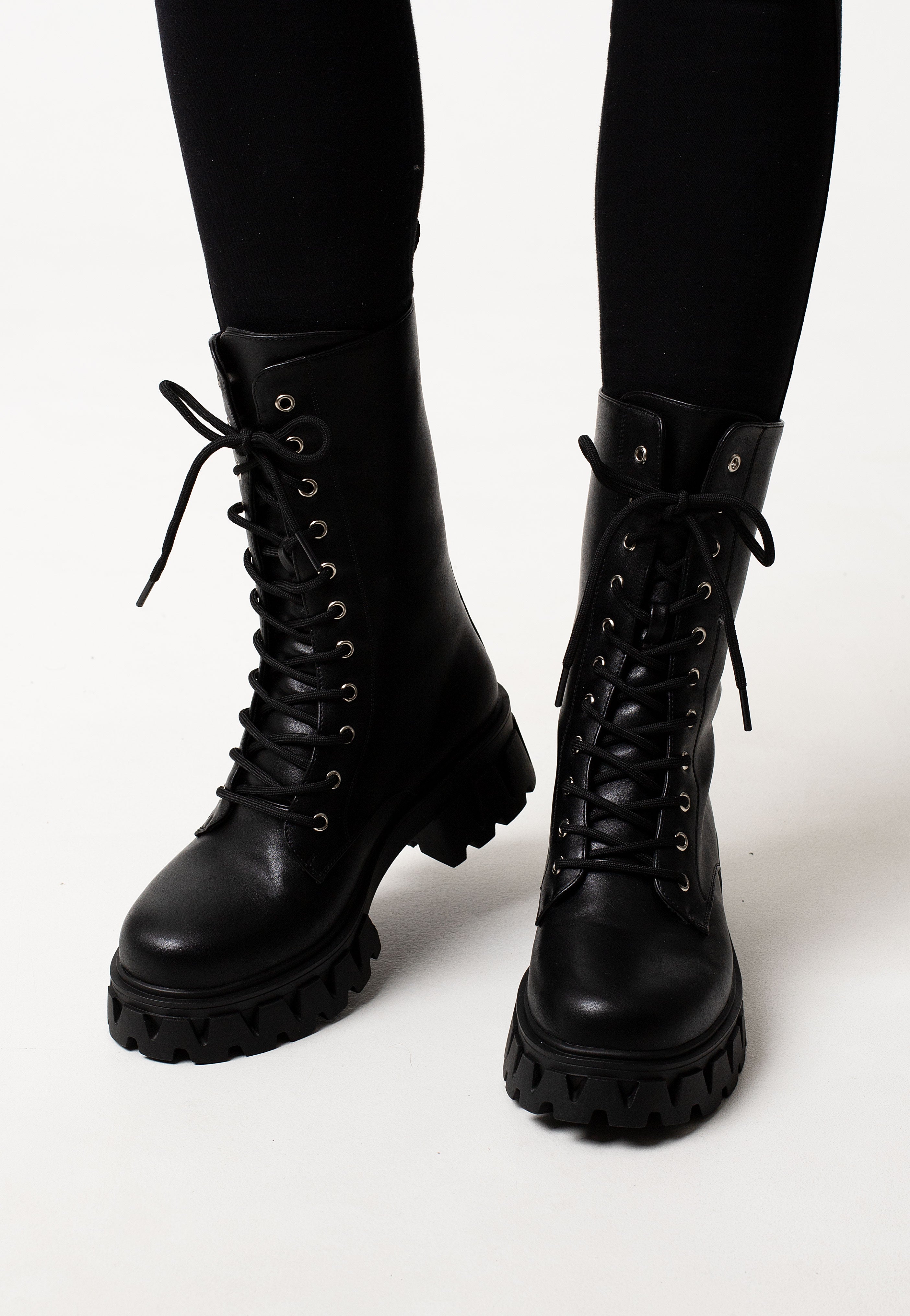 Koi Footwear - Siren Tall Lace Up Black - Girl Shoes | Women-Image