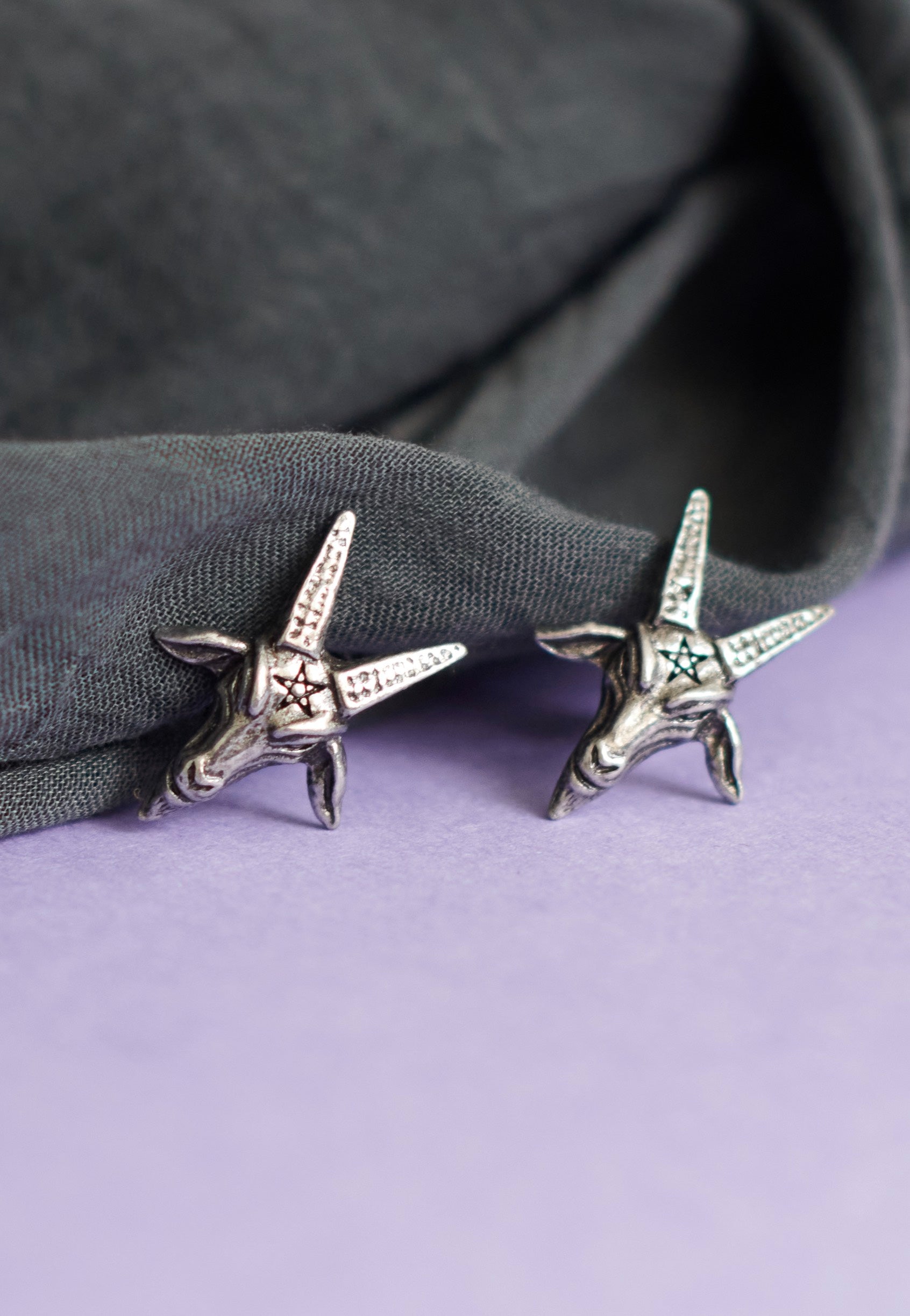 Alchemy England - Baphomet Studs Silver - Earrings | Neutral-Image