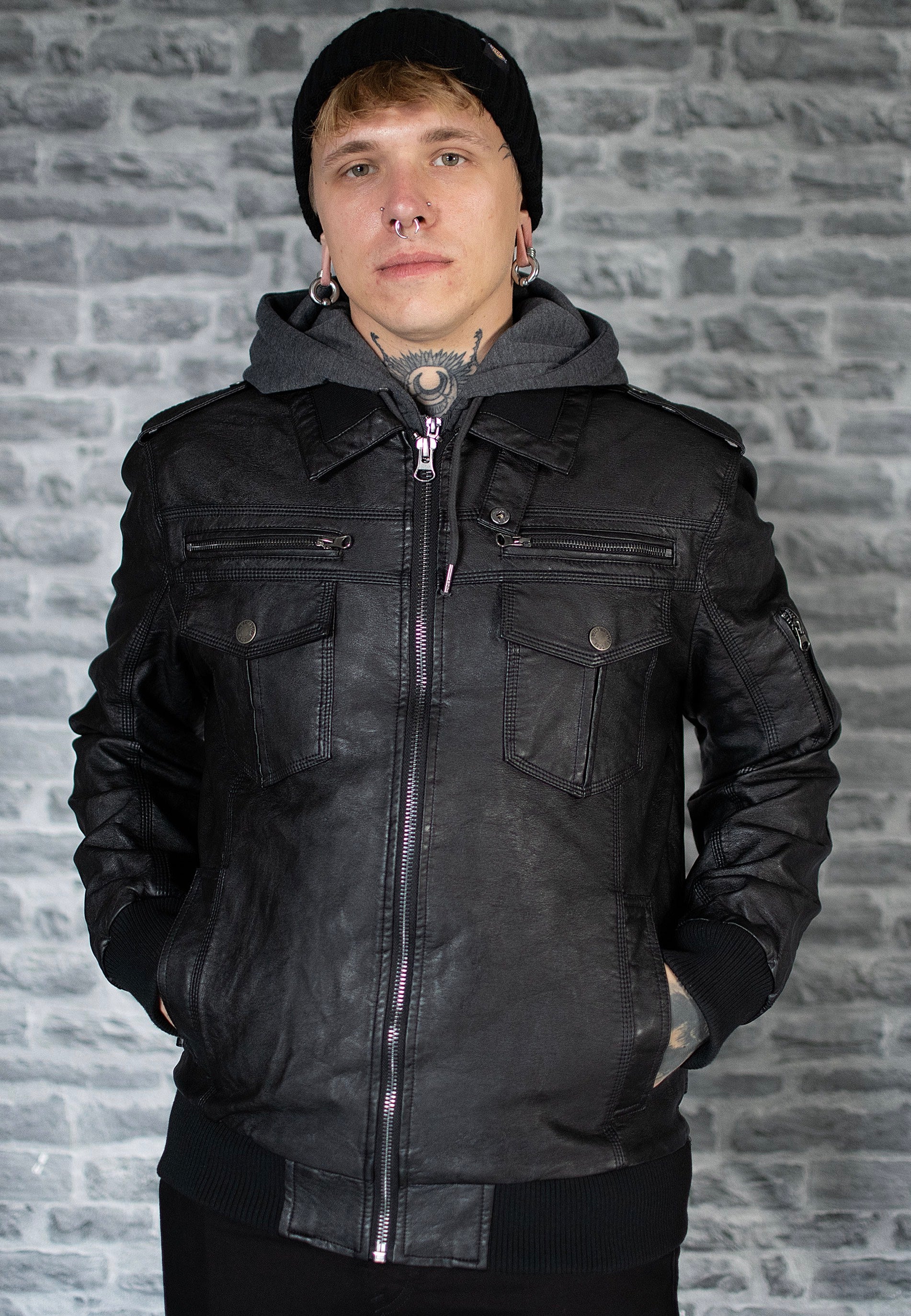 Indicode - Aaron Black - Leather Jacket | Men-Image