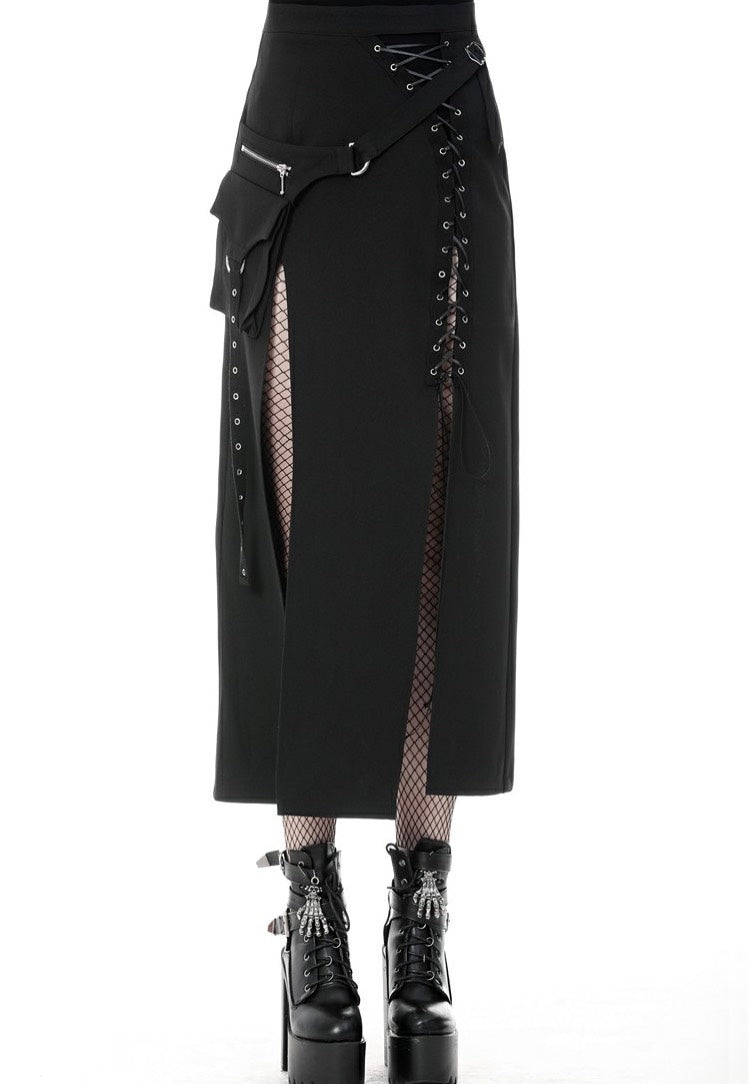 Dark In Love - Punk Sexy Slit Irregular Black - Skirt | Women-Image