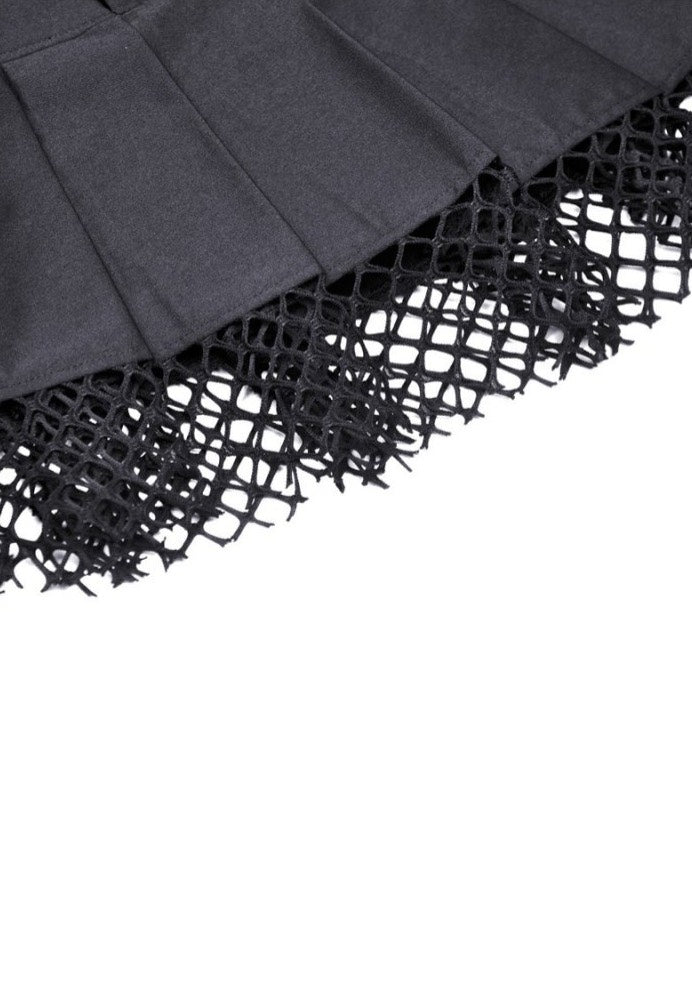 Dark In Love - Rock Girl Studded Pleated Net Mini Black - Skirt | Women-Image