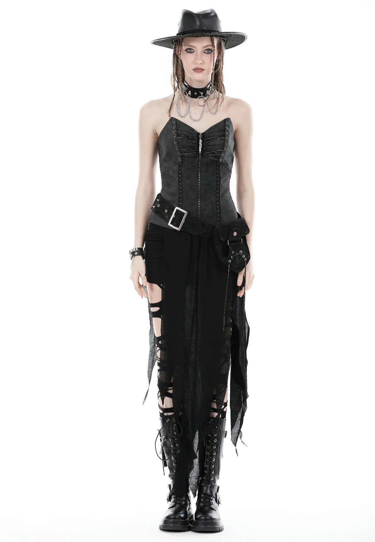 Dark In Love - Punk Decadent Irregular Black - Skirt | Women-Image