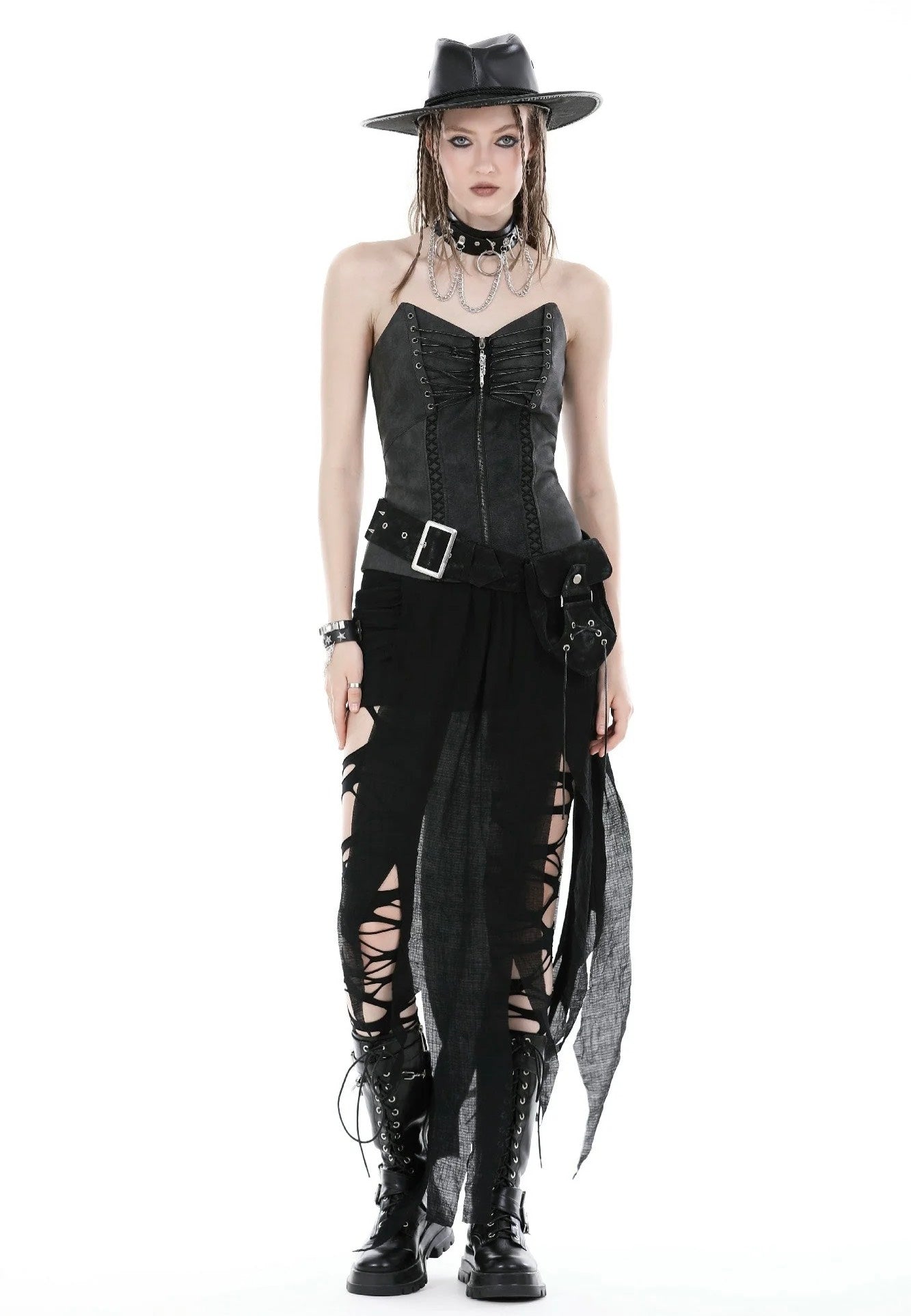 Dark In Love - Punk Decadent Irregular Black - Skirt | Women-Image