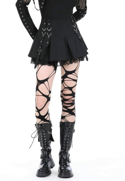 Dark In Love - Punk Metal Pleated Mini - Skirt | Women-Image