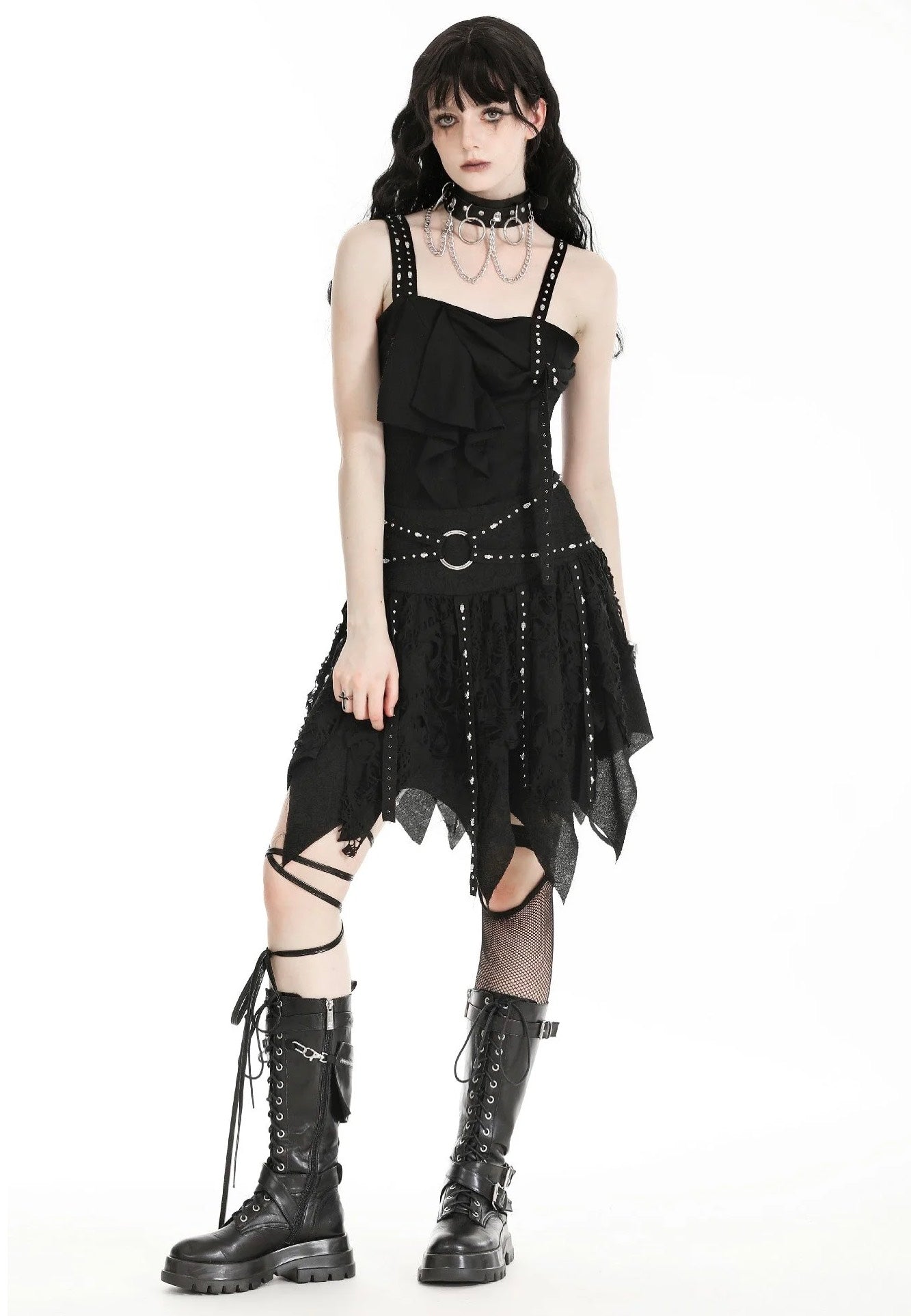 Dark In Love - Punk Irregular Tattered Skul Black - Skirt | Women-Image