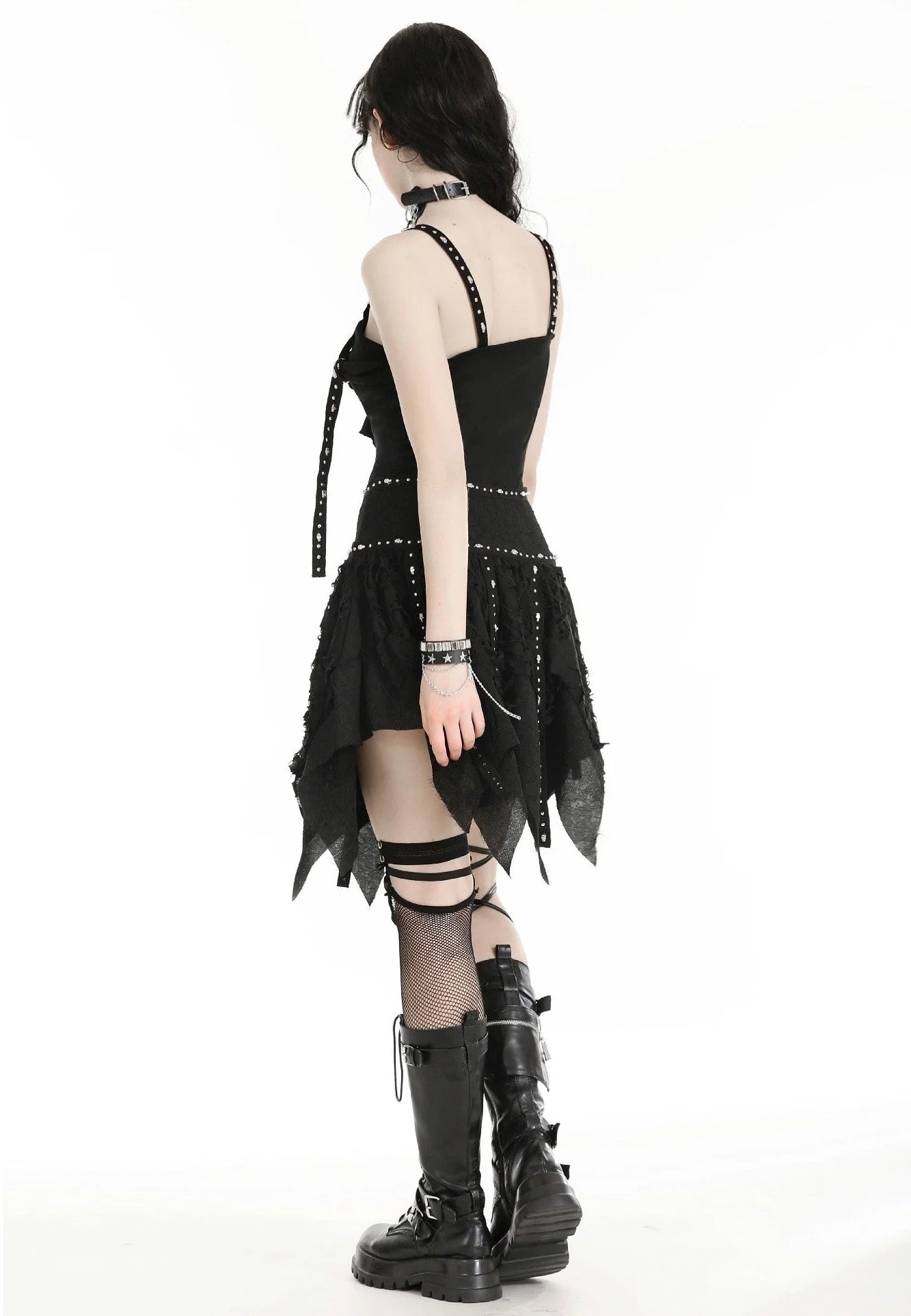 Dark In Love - Punk Irregular Tattered Skul Black - Skirt | Women-Image