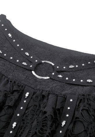 Dark In Love - Punk Irregular Tattered Skul Black - Skirt | Women-Image