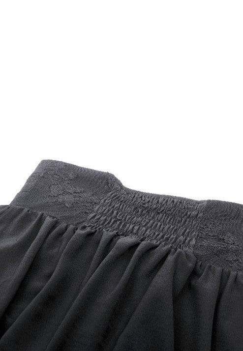 Dark in Love - Gothic Heart Embroidered Black Maxi - Skirt | Women-Image