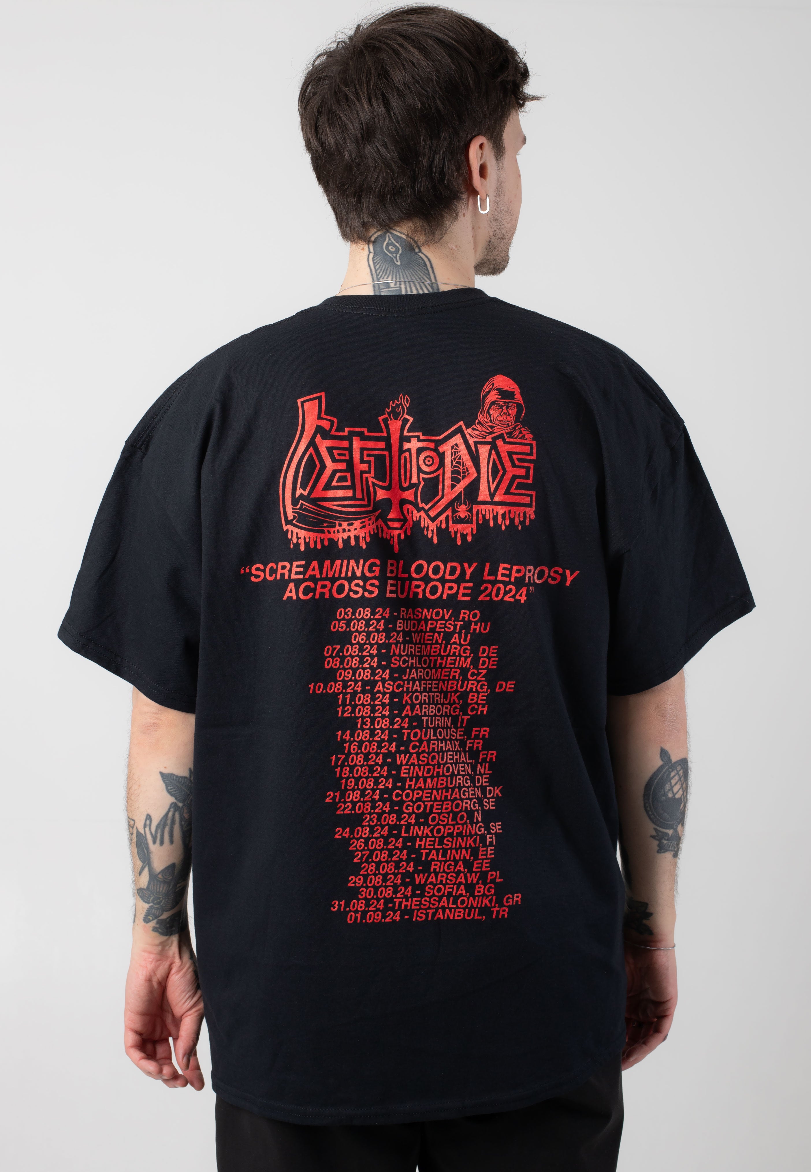 Left To Die - Screaming Bloody Leprosy Across Europe 2024 - T-Shirt | Men-Image