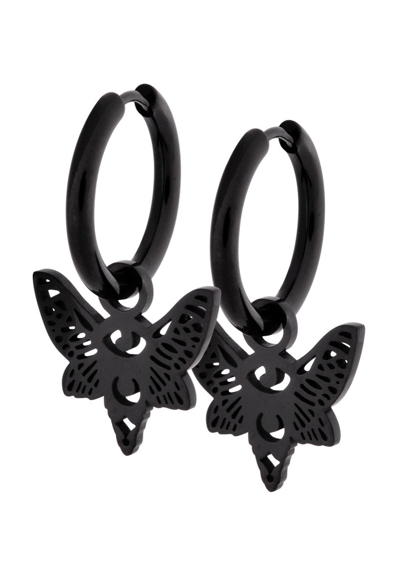 Wildcat - Little Moth Hoops (Pair) Black - Earrings | Neutral-Image