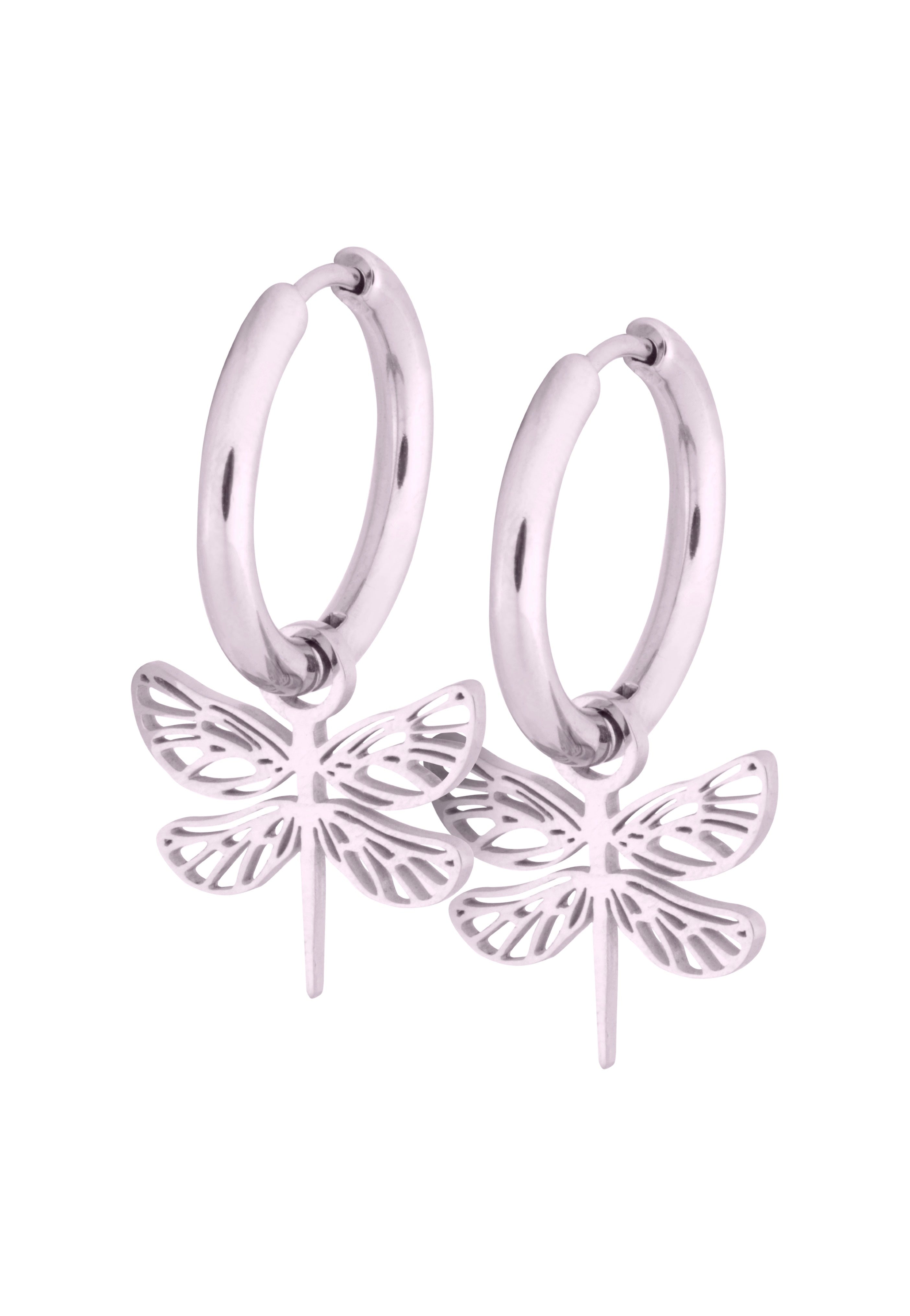 Wildcat - Little Dragonfly Hoops (Pair) Silver - Earrings | Neutral-Image