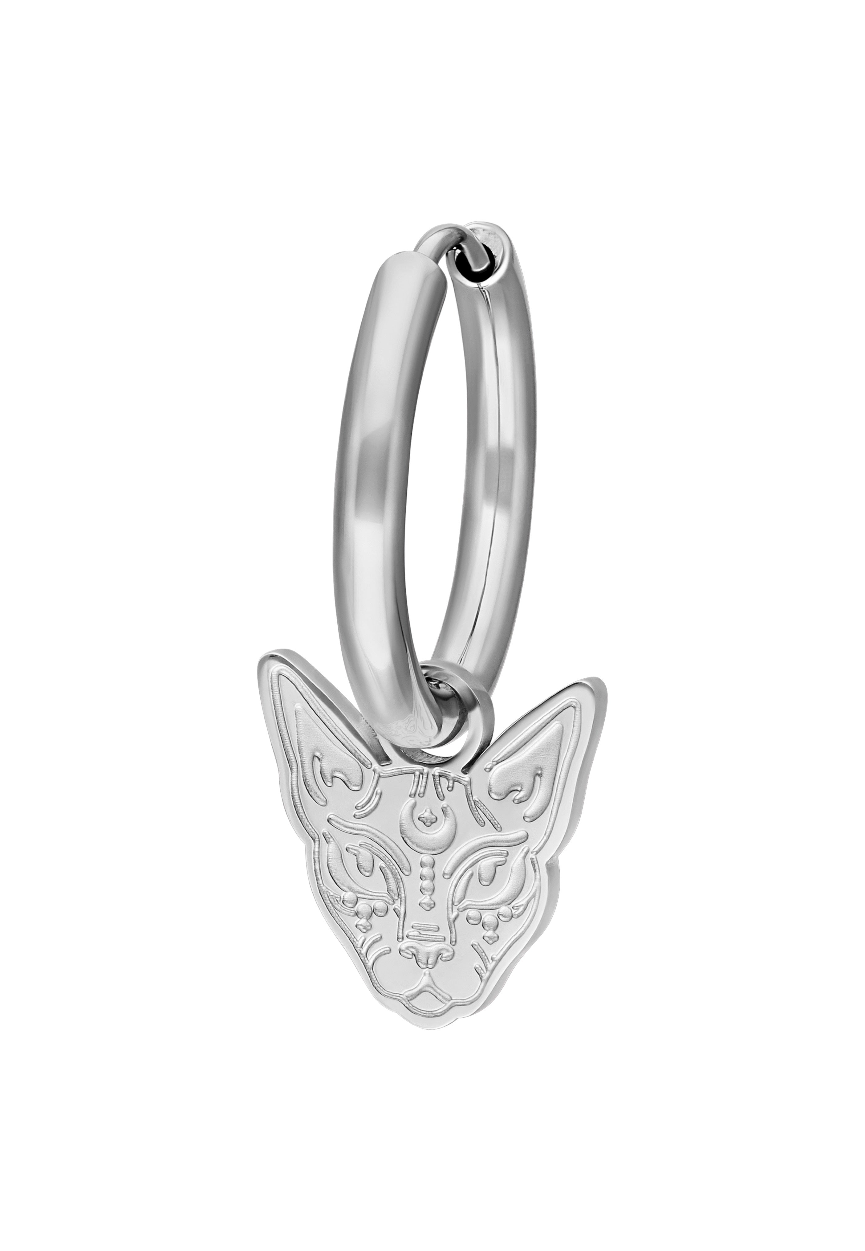 Wildcat - Little Sphynx Silver Hoops - Earrings | Neutral-Image