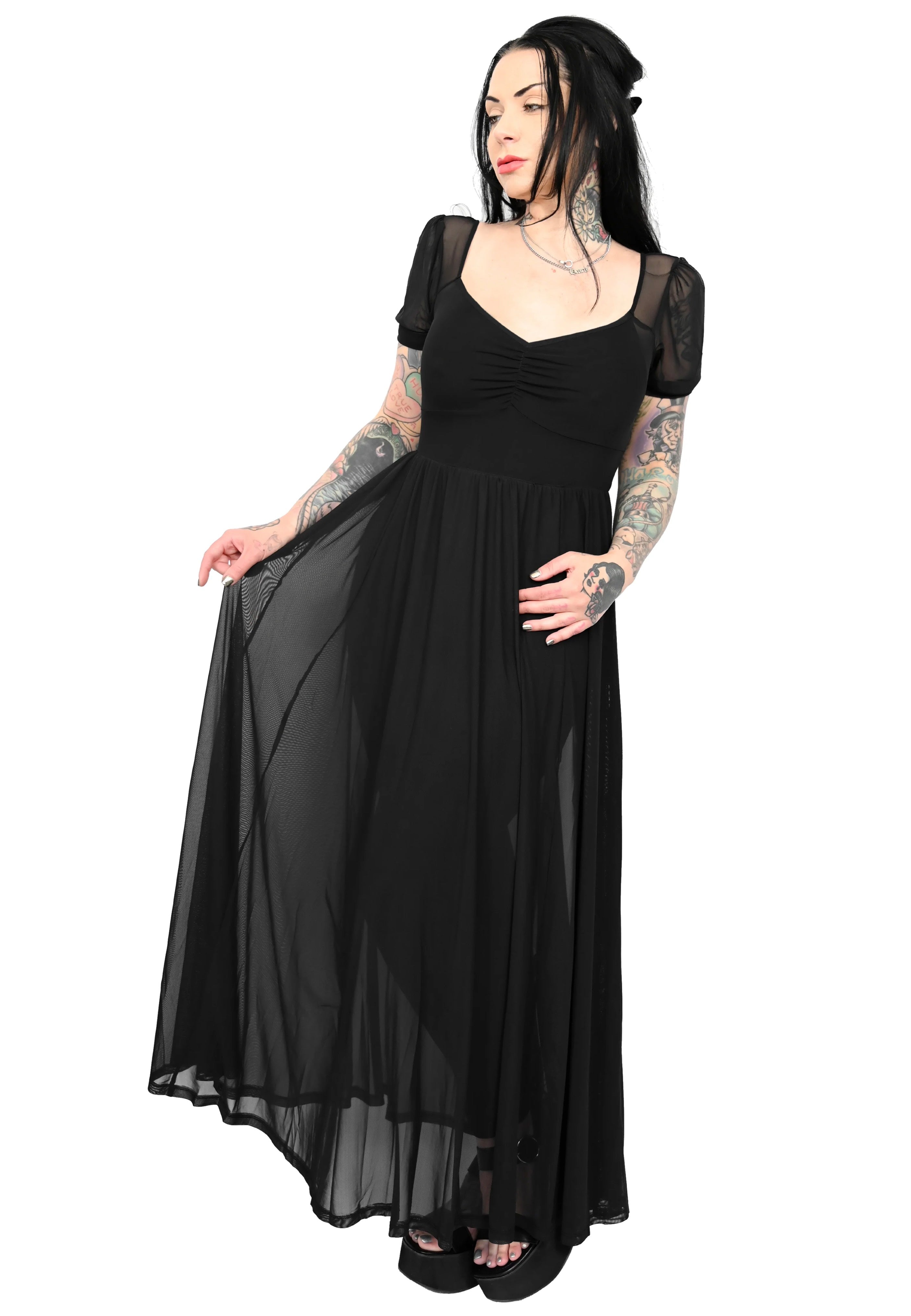 Foxblood - Lily Mesh Maxi Black - Dress | Women-Image