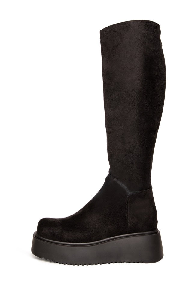 Lamoda - Cruel Winter Chunky Knee High Black Suede - Girl Shoes | Women-Image