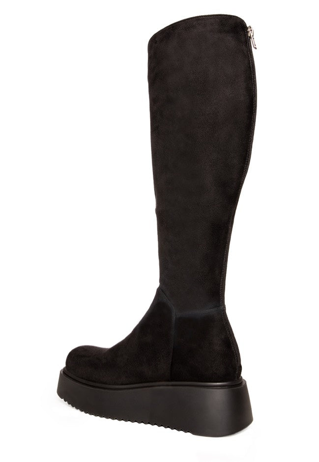 Lamoda - Cruel Winter Chunky Knee High Black Suede - Girl Shoes | Women-Image