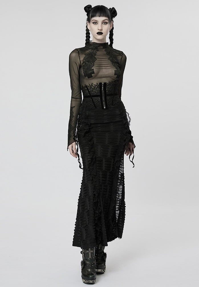 Punk Rave - Melinda Sheer Mesh Turtleneck Black - Top | Women-Image