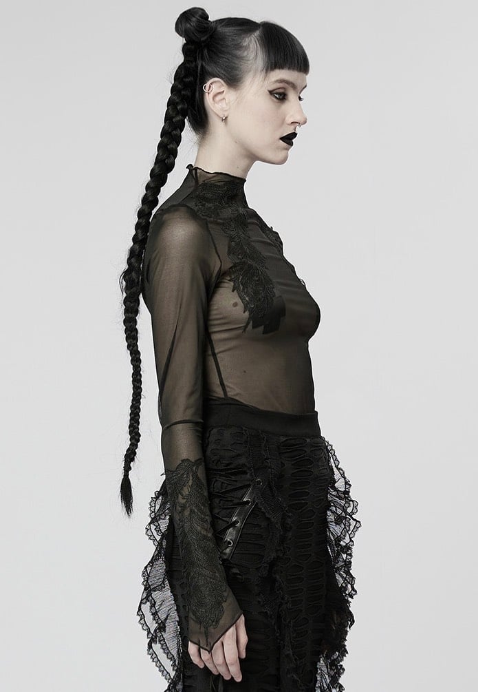 Punk Rave - Melinda Sheer Mesh Turtleneck Black - Top | Women-Image