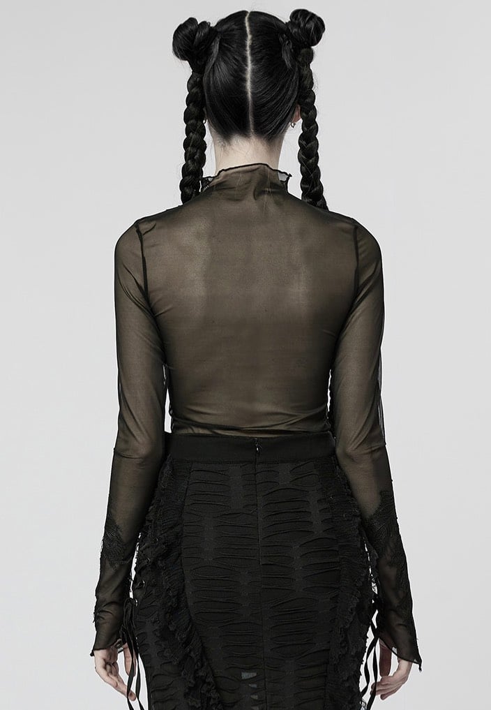 Punk Rave - Melinda Sheer Mesh Turtleneck Black - Top | Women-Image