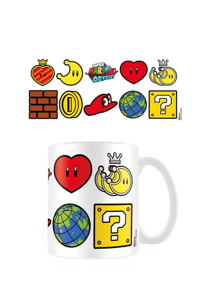 Super Mario - Odyssey Icons White - Mug | Neutral-Image