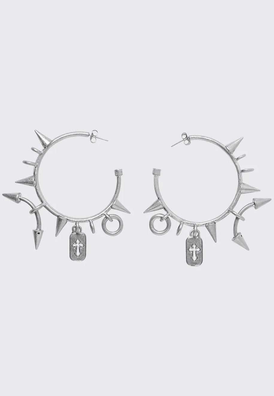 Minga London - Spiked Riot Silver Hoop - Earrings | Neutral-Image