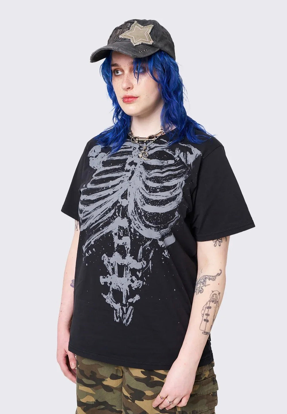 Minga London - Shadowed Bones Black Graphic - T-Shirt | Women-Image