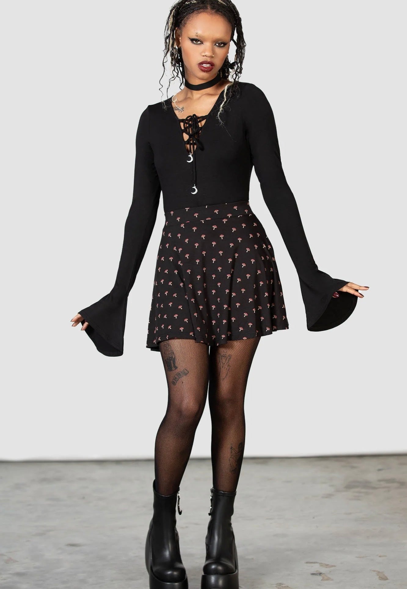 Killstar - Mycelia Skater Black - Skirt | Women-Image