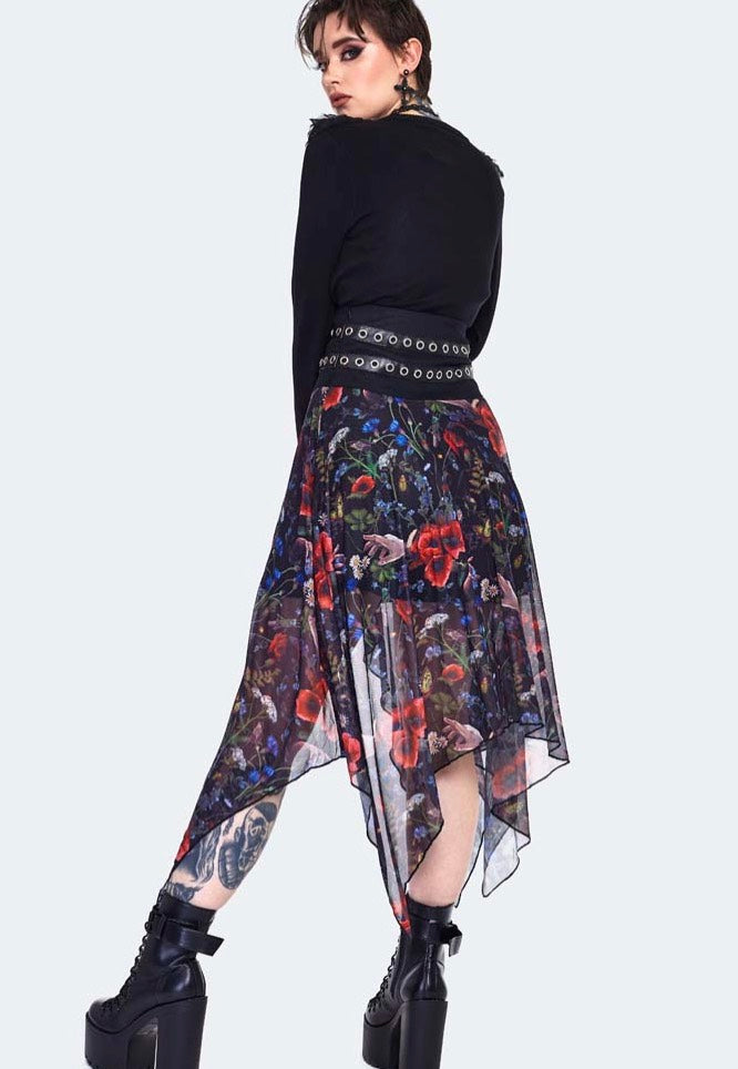 Jawbreaker - Night Meadow Asymmetrical Mesh Multi - Skirt | Women-Image