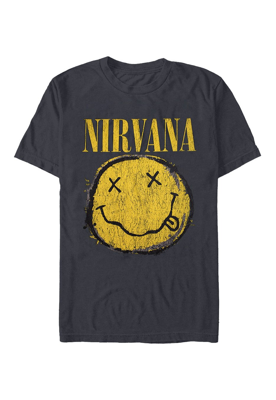 Nirvana - Worn Out Happy Face Charcoal - T-Shirt | Neutral-Image