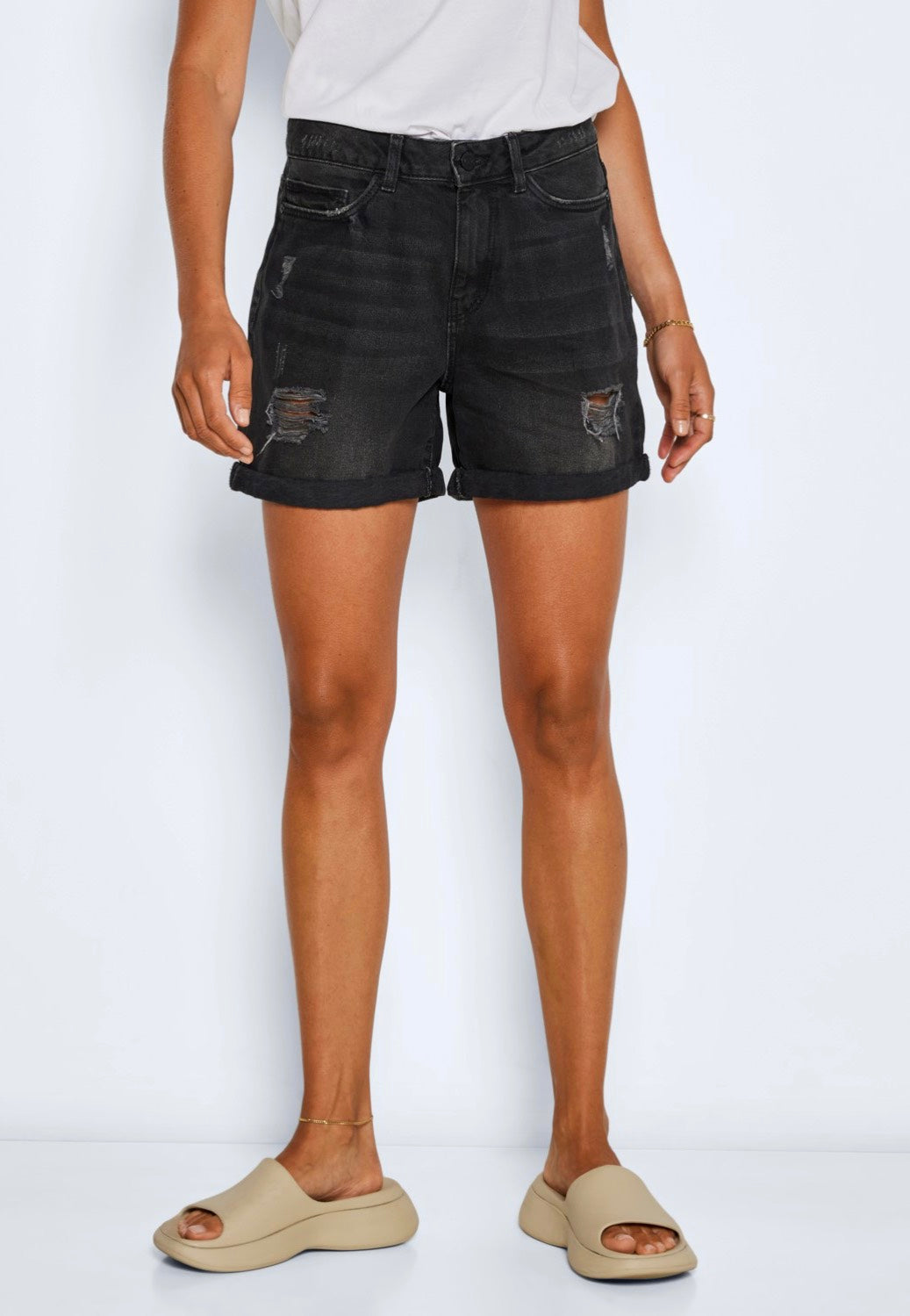 Noisy May - Smiley Black Denim - Shorts | Women-Image