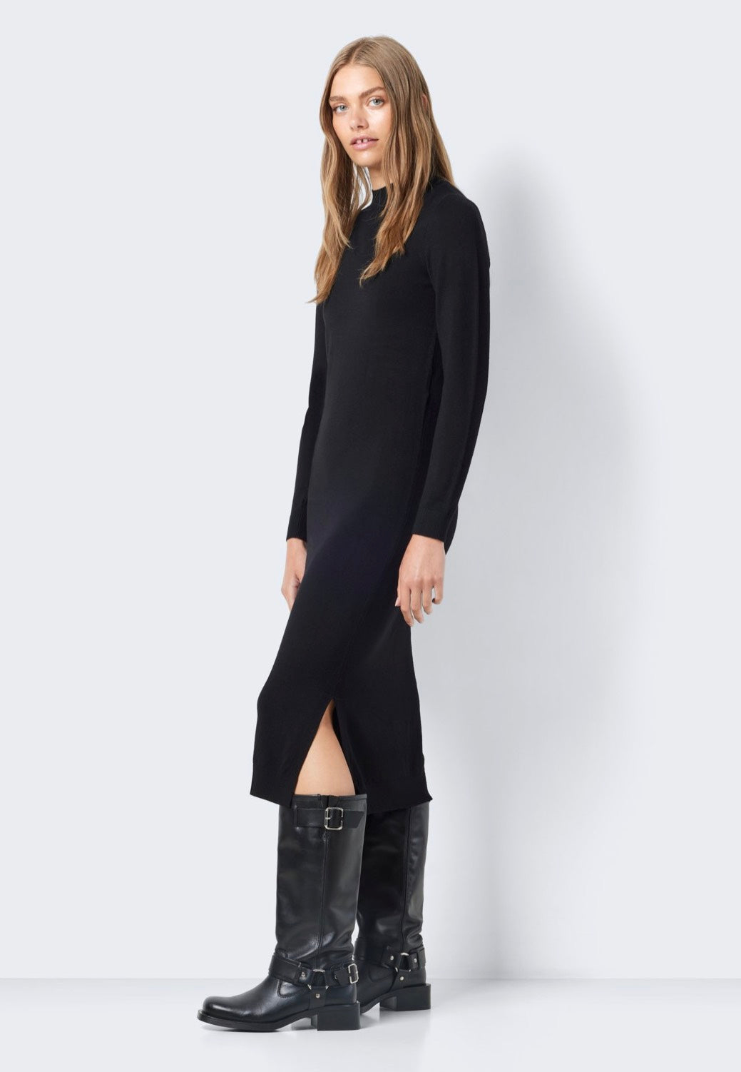 Noisy May - Sandi Long Highneck Black - Knit Dress | Women-Image