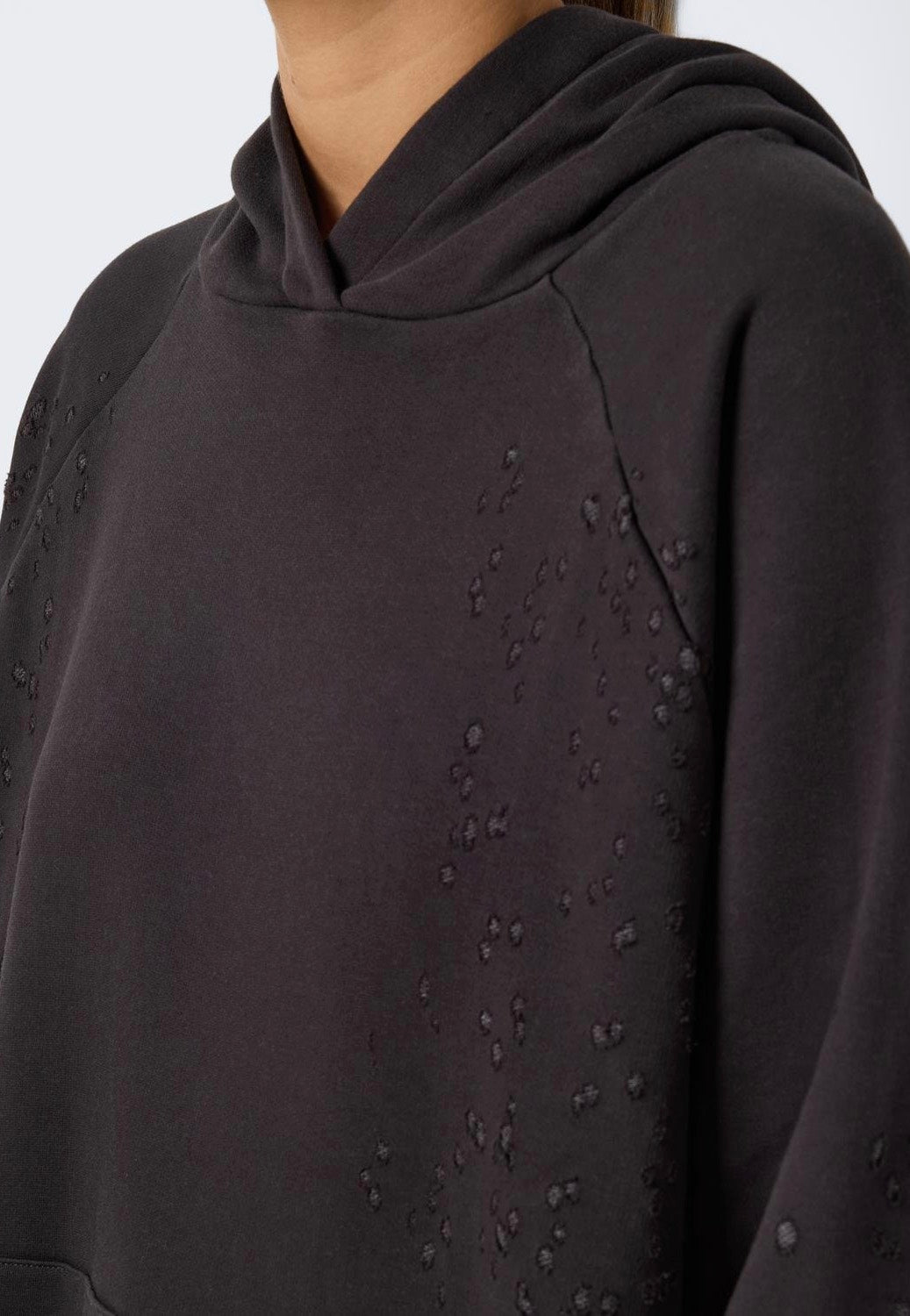 Noisy May - Lega Destroyed Hoodie Obsidian - Dress | Women-Image