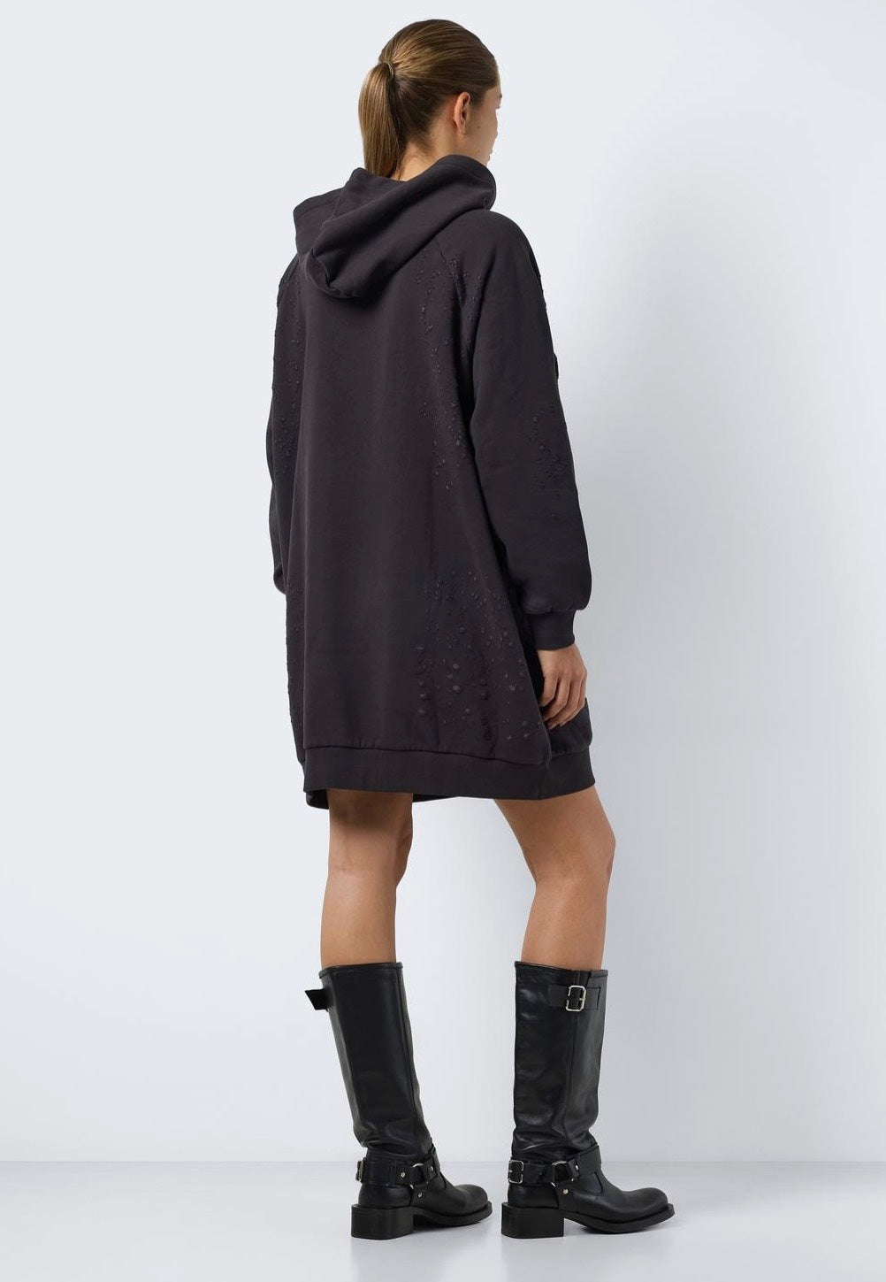 Noisy May - Lega Destroyed Hoodie Obsidian - Dress | Women-Image