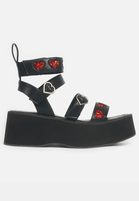 Koi Footwear - Rogue Lovergirl Flatform Heart Black - Girl Sandals | Women-Image