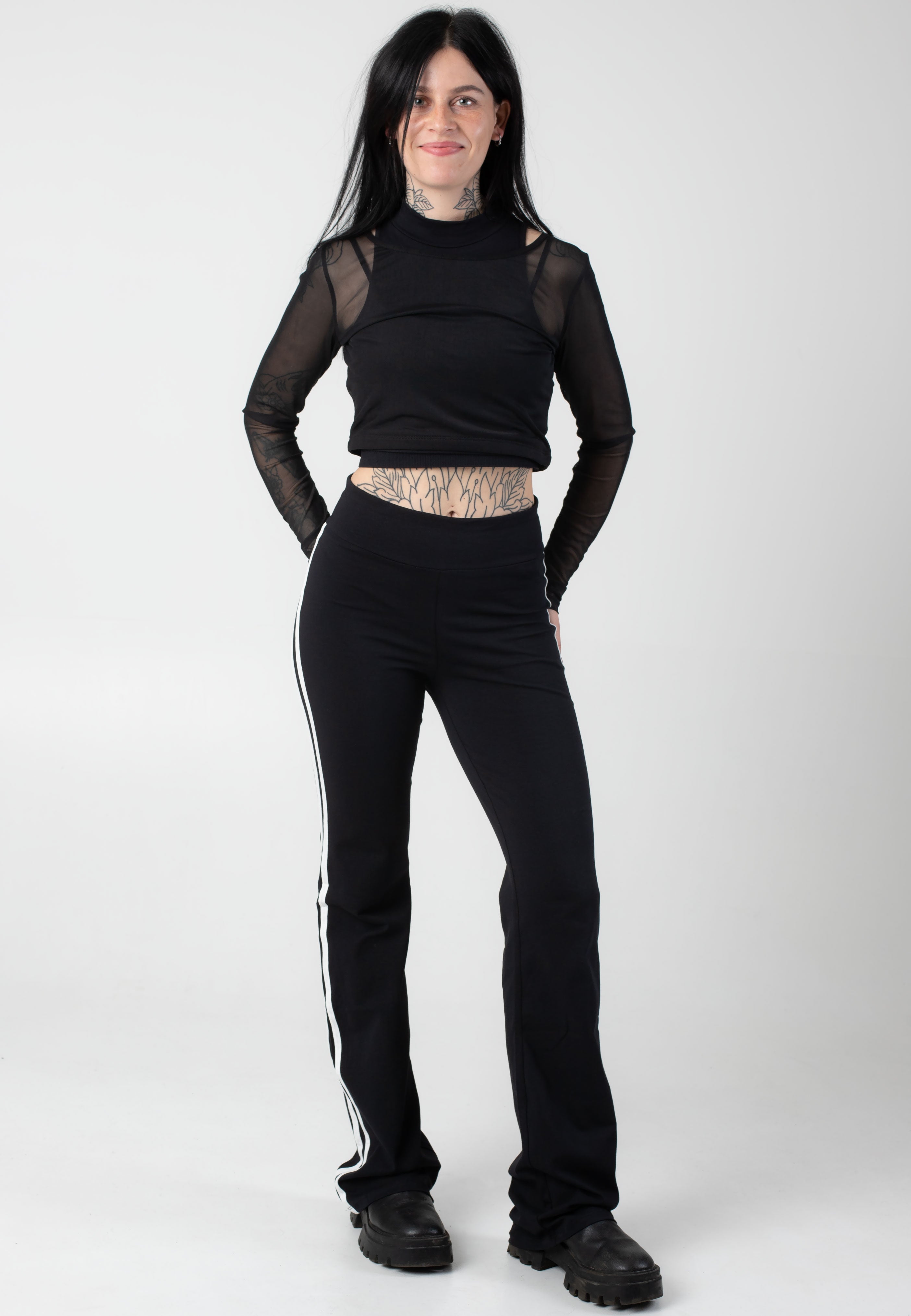 Noisy May - Kerry Track Panel Black White - Leggings | Women-Image