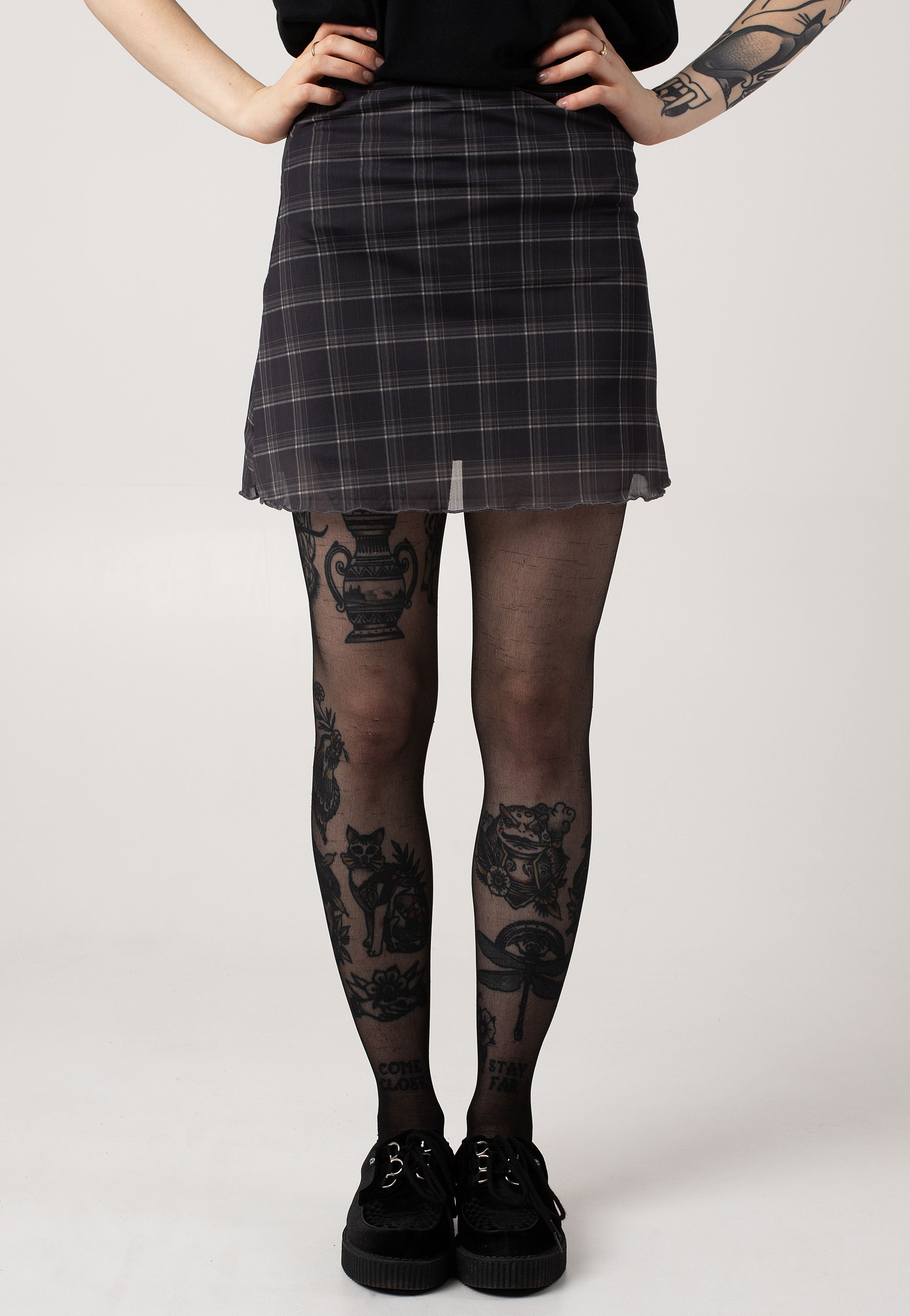 Noisy May - Lesley A Shape Asphalt Check - Skirt | Women-Image