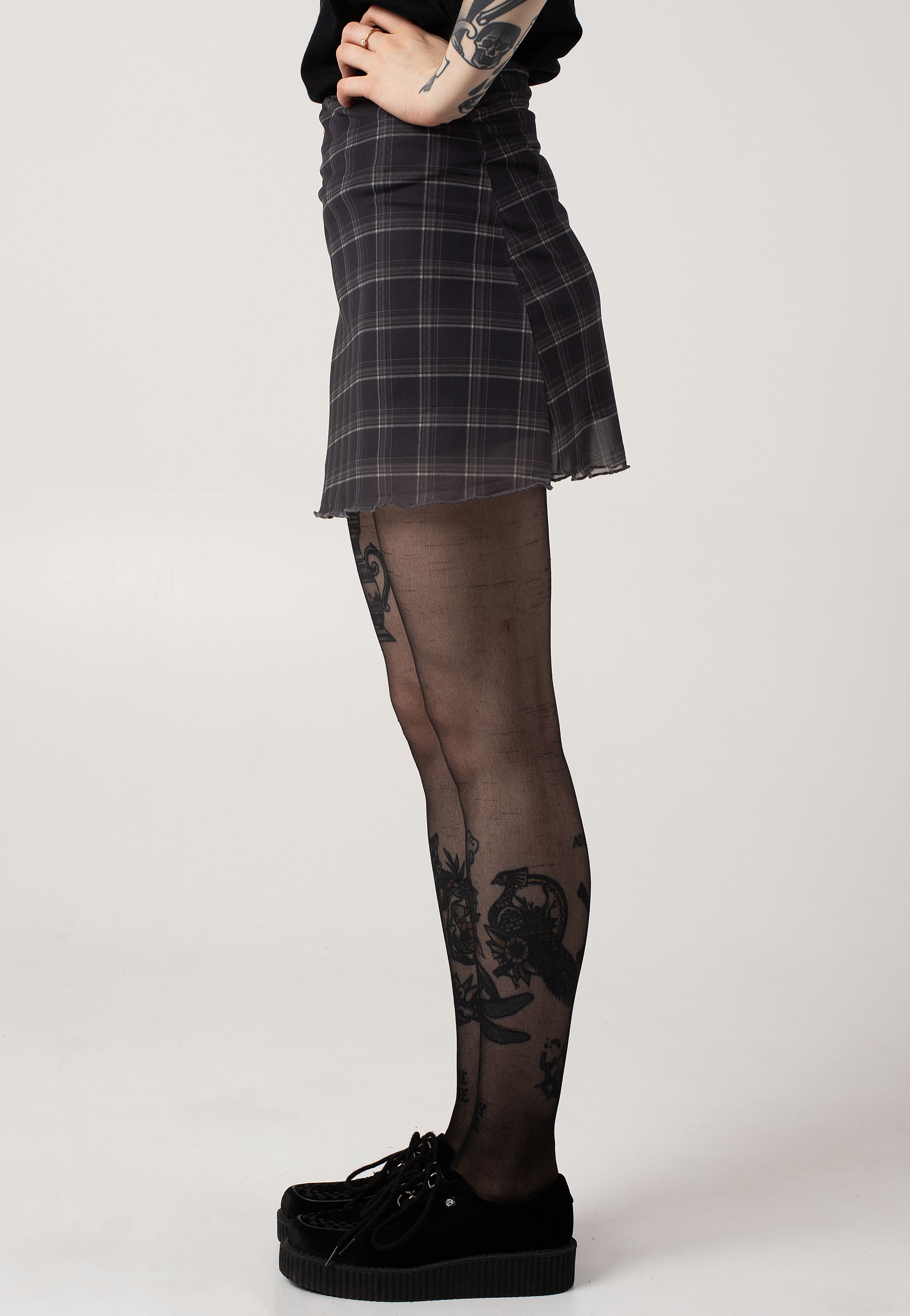 Noisy May - Lesley A Shape Asphalt Check - Skirt | Women-Image