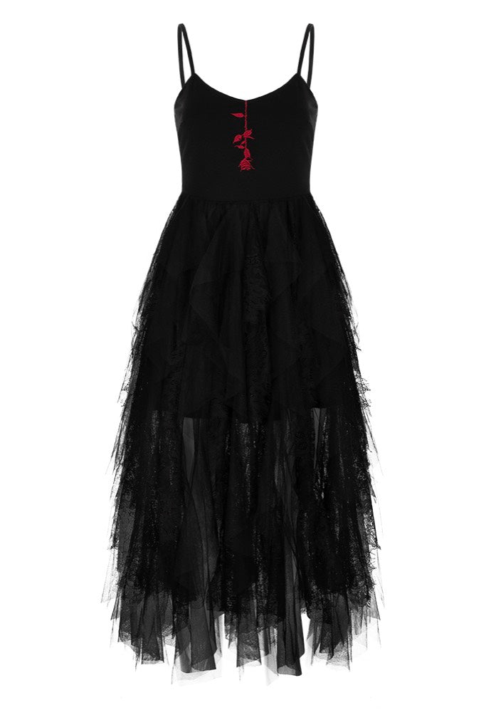 Punk Rave - Embroidered Lace Bramble Roses Black - Dress | Women-Image