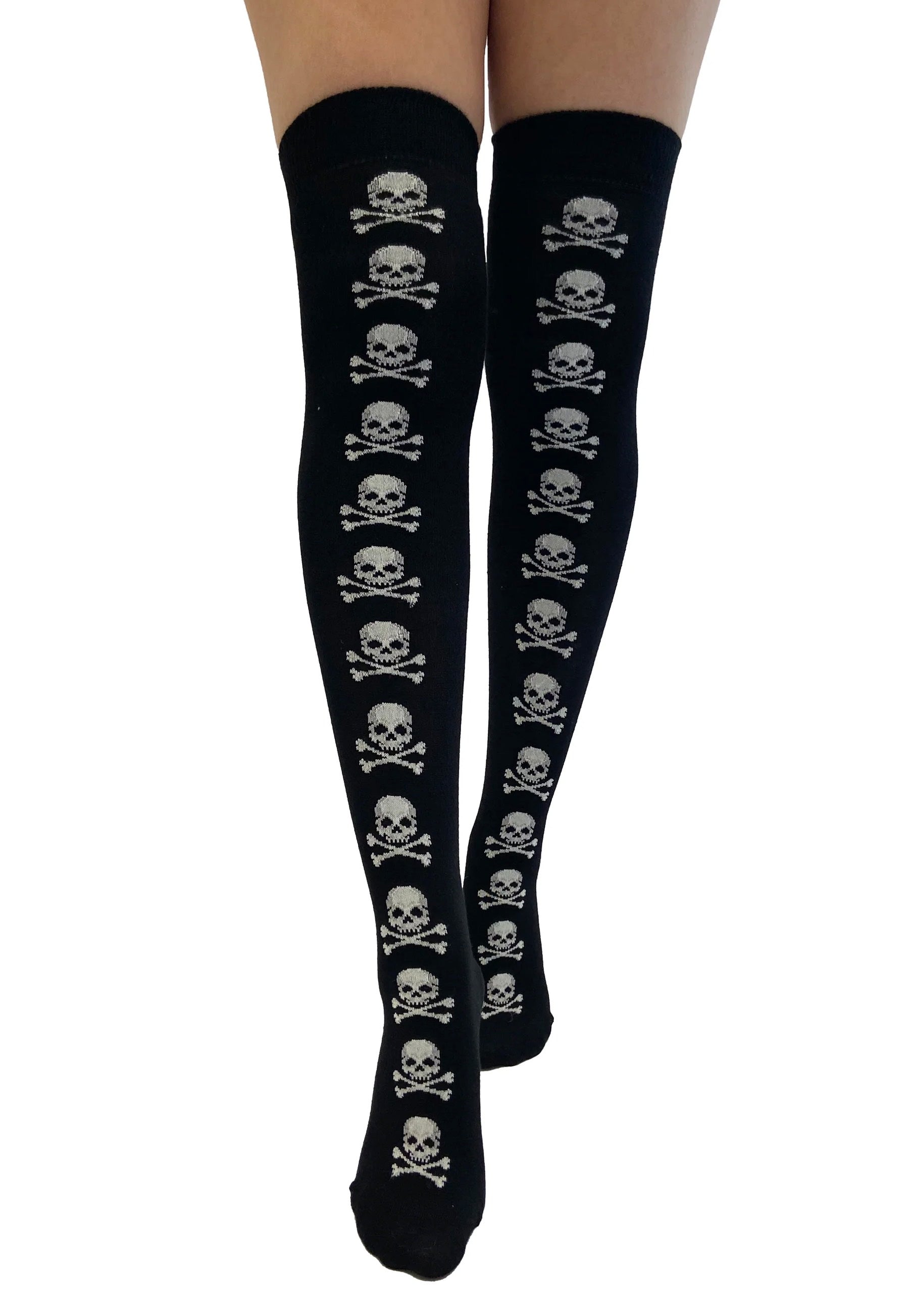 Pamela Mann - Over Knee Socks Skull and Crossbones Black/White - Socks | Women-Image